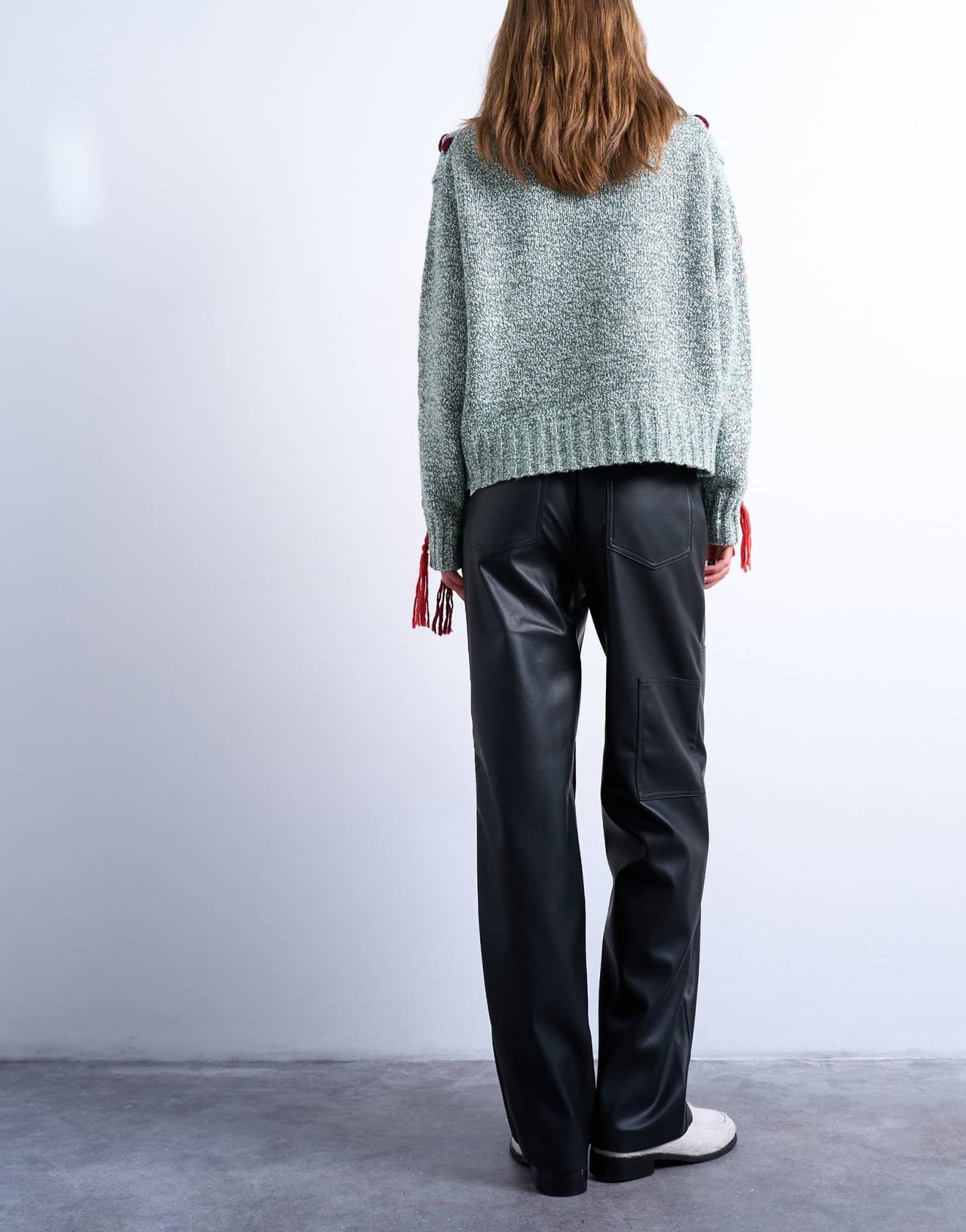 Topshop western patch detailed faux leather trouser in black - ASOS Sample Sale EU Store