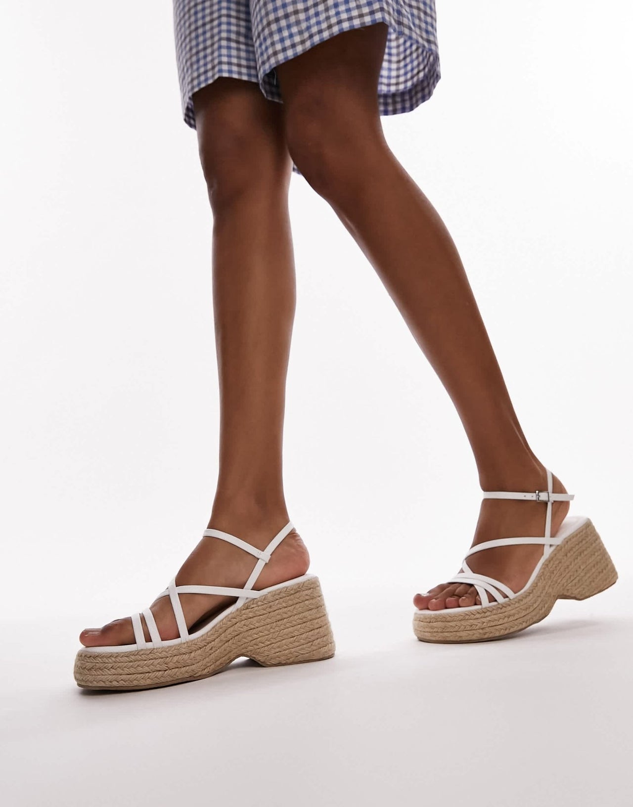Topshop Wide Fit Jess espadrille wedge in white - ASOS Sample Sale EU Store