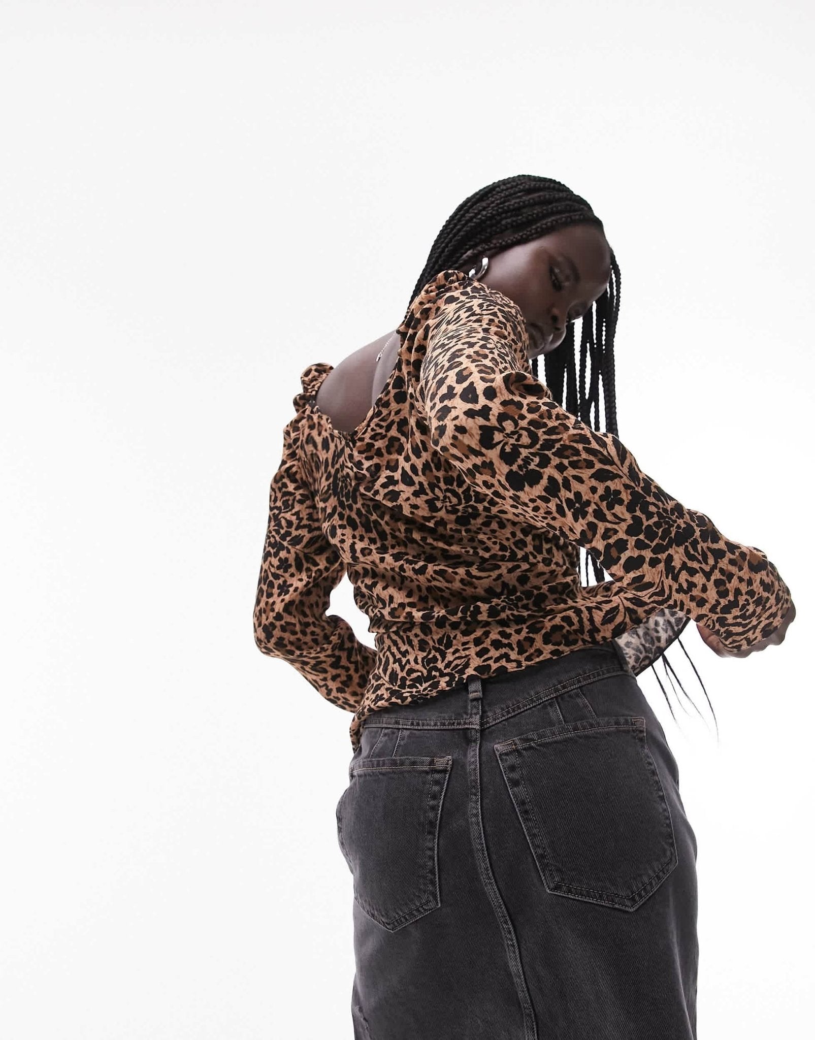 Topshop wrap front animal print blouse in multi - ASOS Sample Sale EU Store