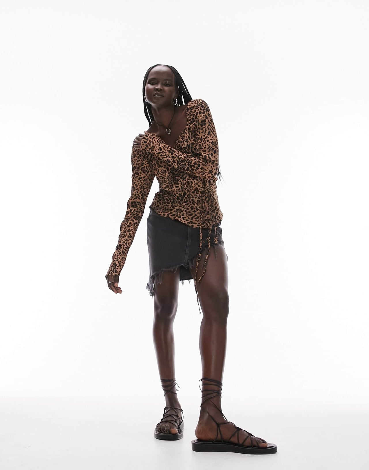 Topshop wrap front animal print blouse in multi - ASOS Sample Sale EU Store