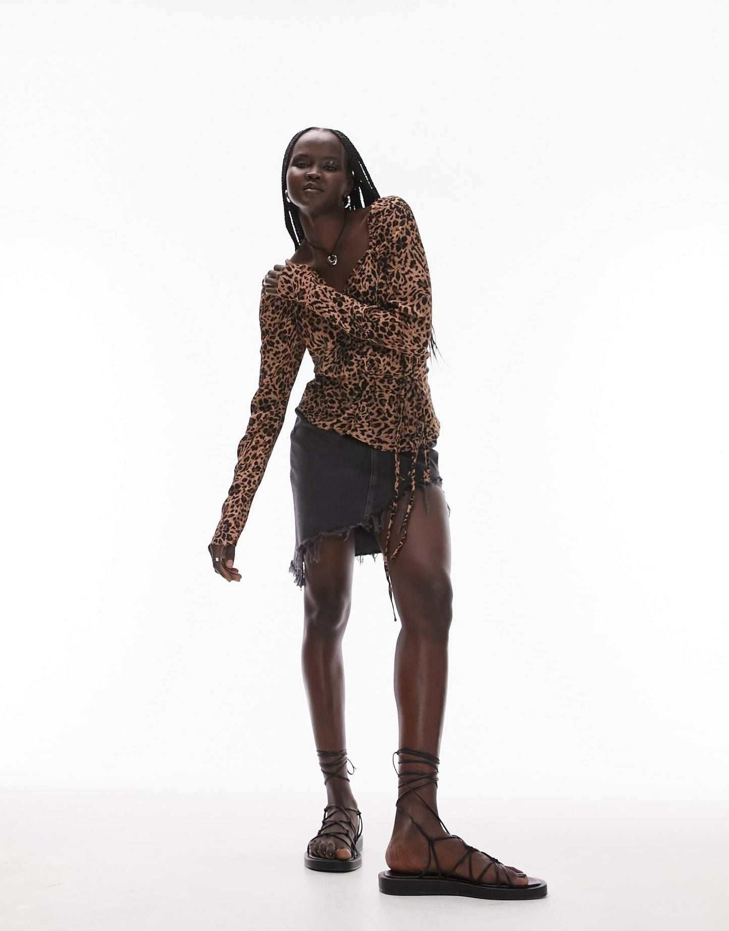 Topshop wrap front animal print blouse in multi - ASOS Sample Sale EU Store