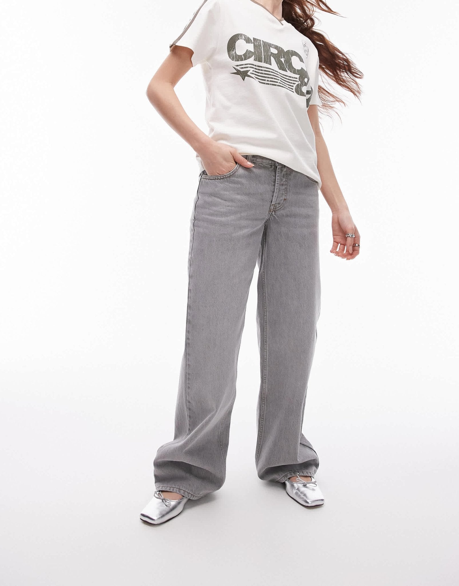 Topshp Ember low rise straight leg jean in pale grey - ASOS Sample Sale EU Store
