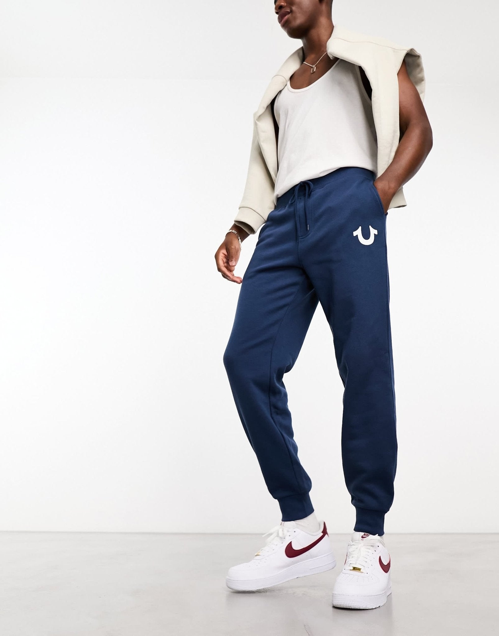 True Religion slim joggers in mid blue - ASOS Sample Sale EU Store