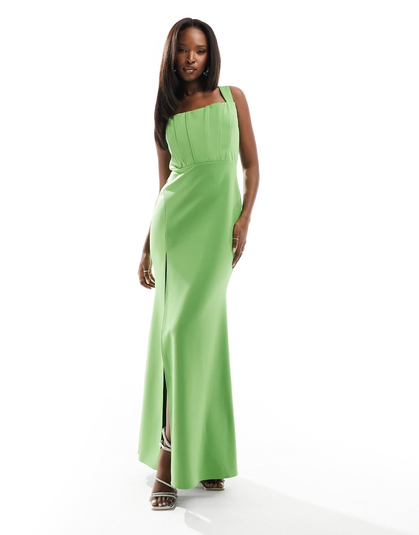 True Violet corset maxi dress with thigh split in green - ASOS Sample Sale EU Store