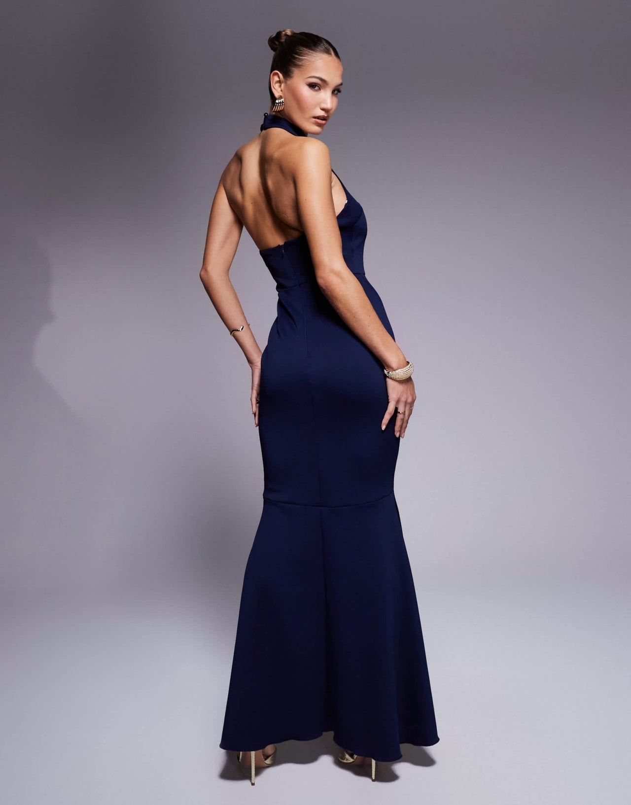 True Violet halter neck fishtail maxi gown in navy - NAVY - ASOS Sample Sale EU Store