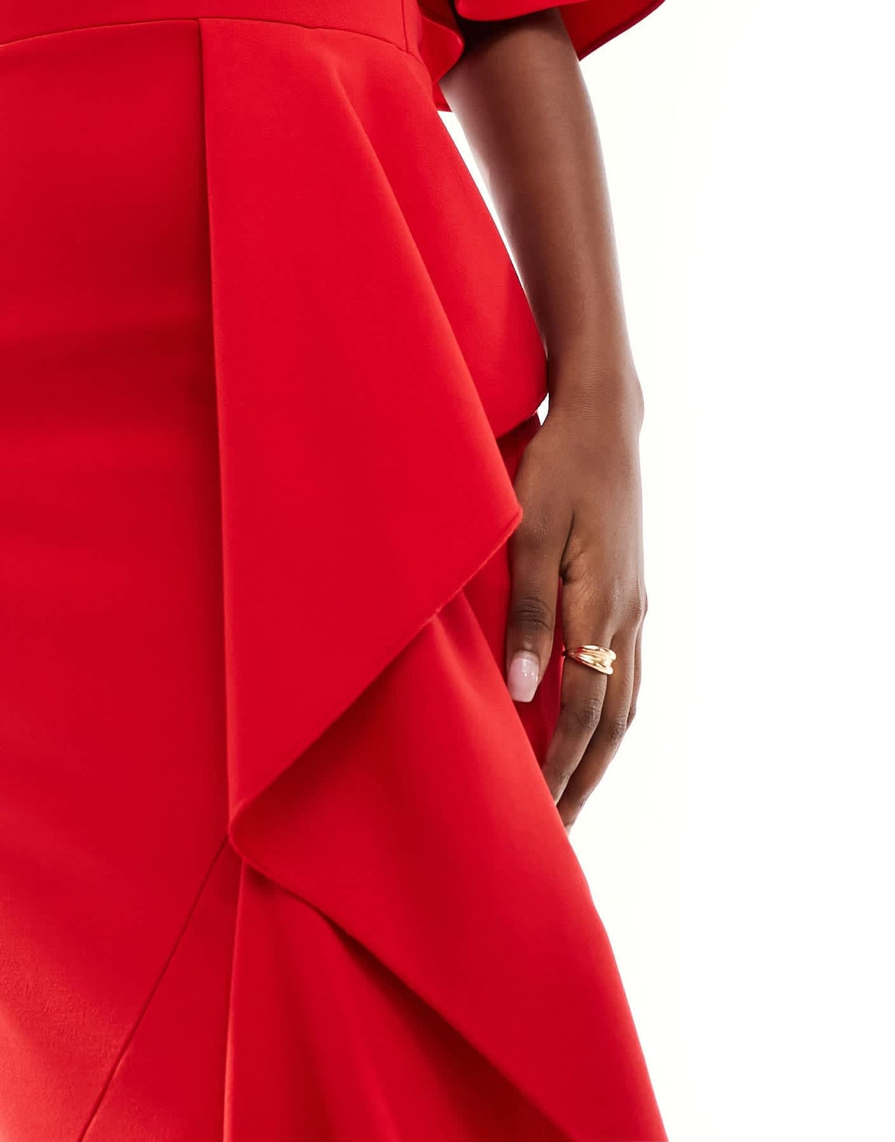 True Violet ruffle bardot maxi dress in red - ASOS Sample Sale EU Store