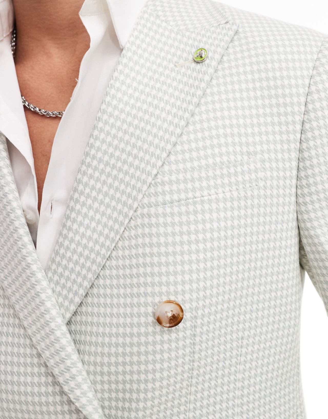Twisted Tailor dogstooth double breasted slim suit jacket in sage green - ASOS Sample Sale EU Store