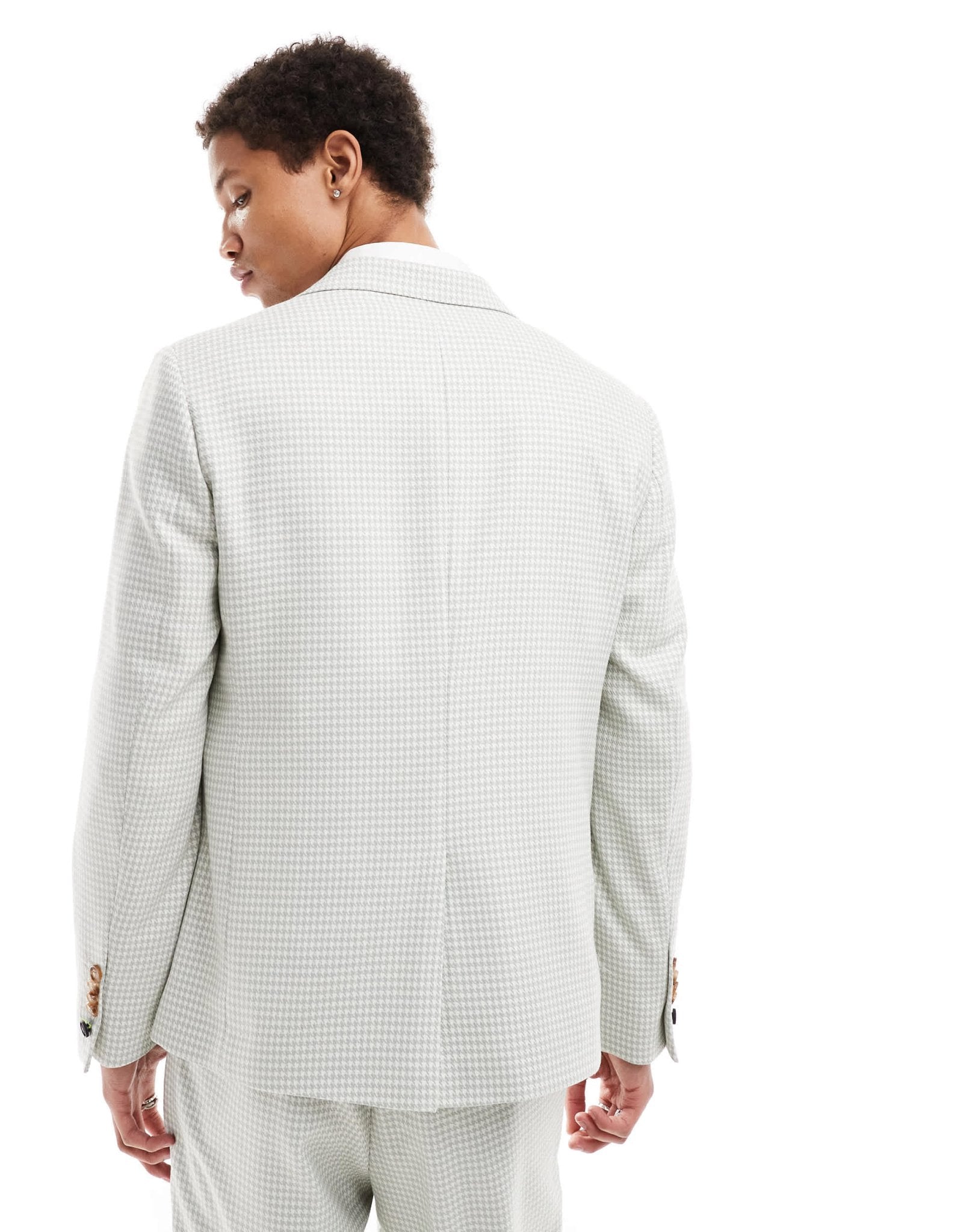 Twisted Tailor dogstooth double breasted slim suit jacket in sage green - ASOS Sample Sale EU Store