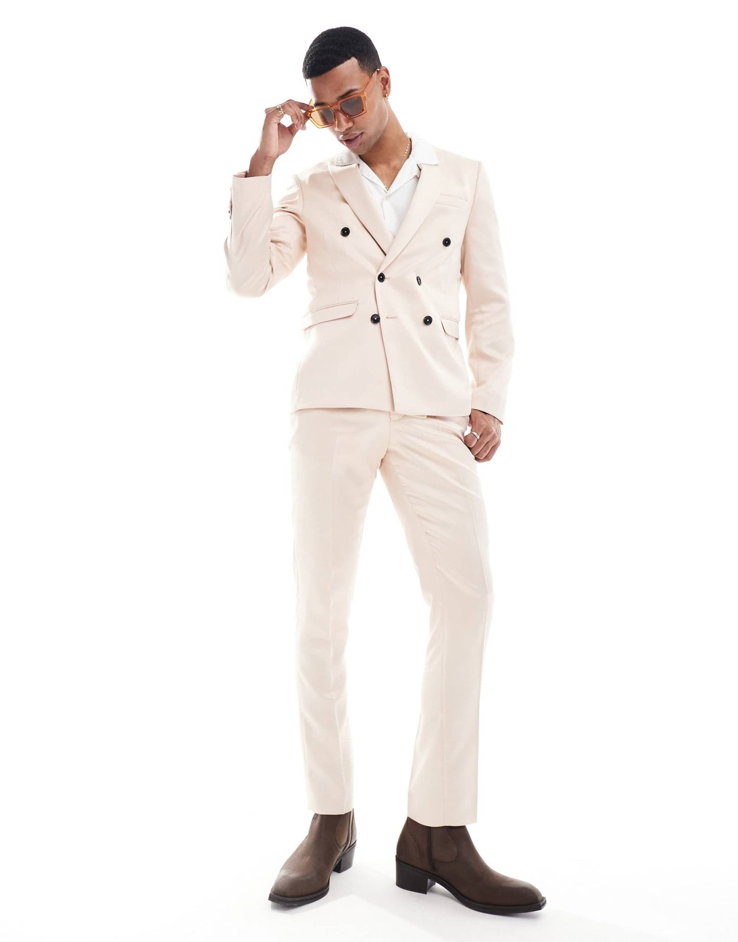 Twisted Tailor double breasted skinny suit jacket in champagne - ASOS Sample Sale EU Store