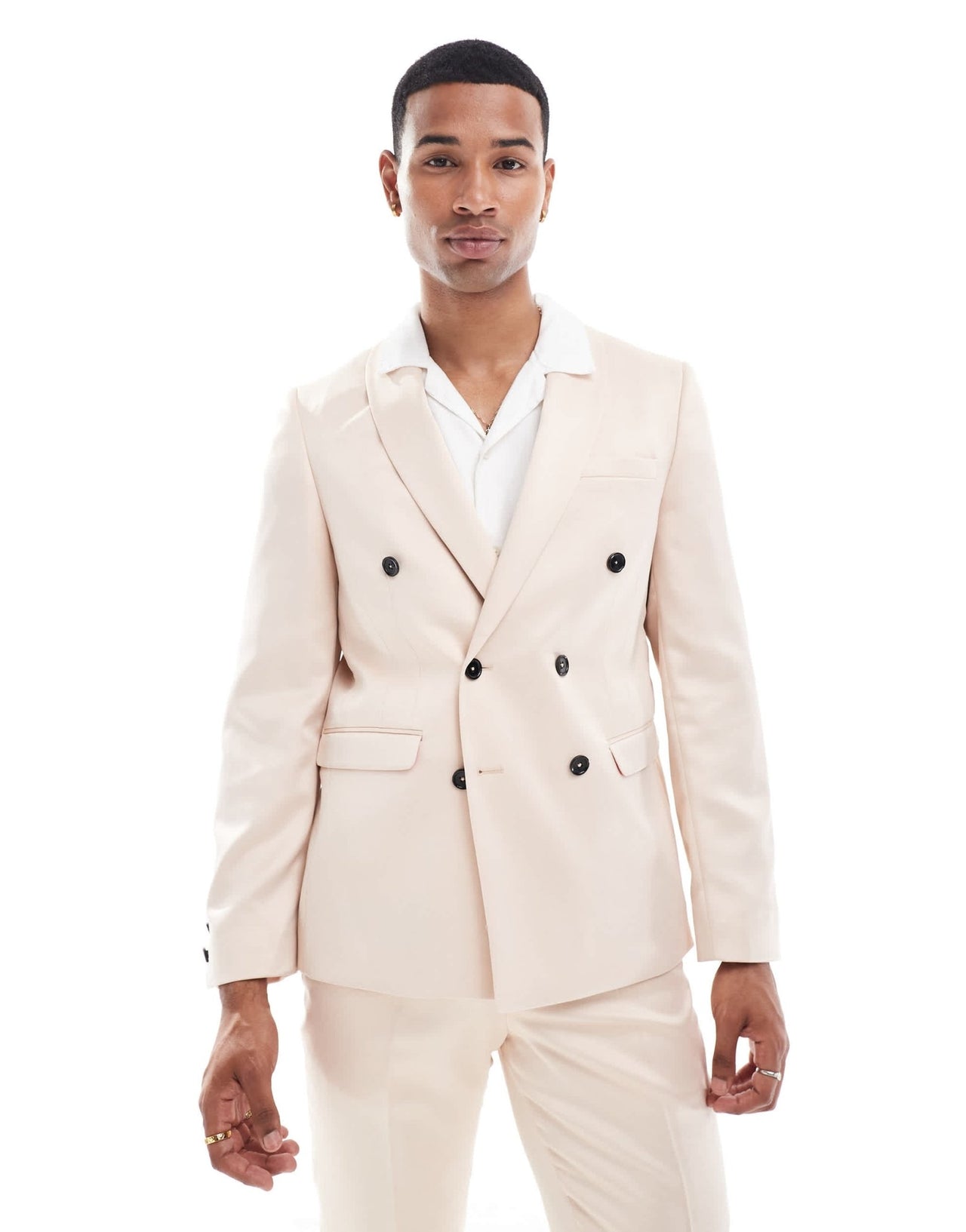 Twisted Tailor double breasted skinny suit jacket in champagne - ASOS Sample Sale EU Store