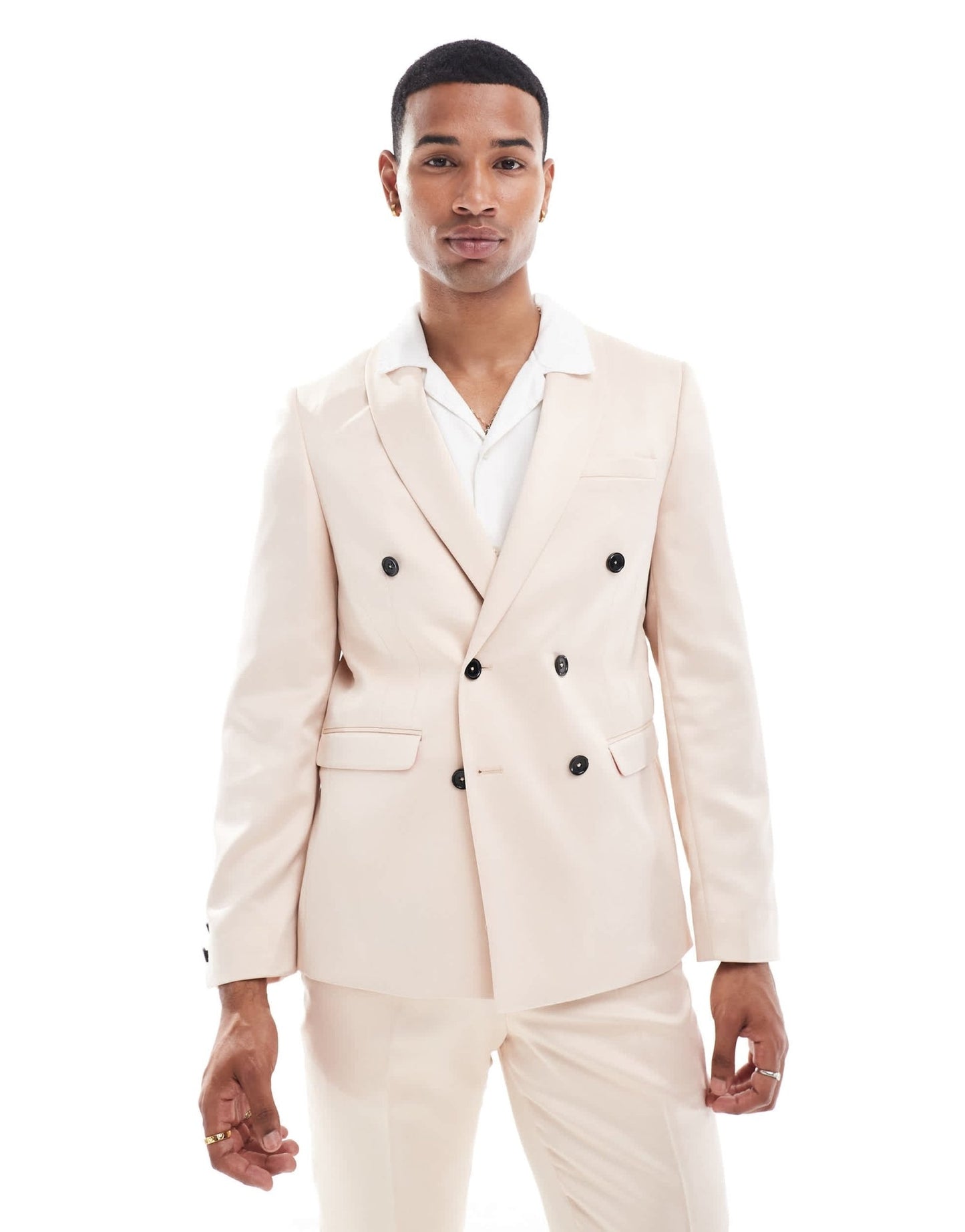 Twisted Tailor double breasted skinny suit jacket in champagne - ASOS Sample Sale EU Store