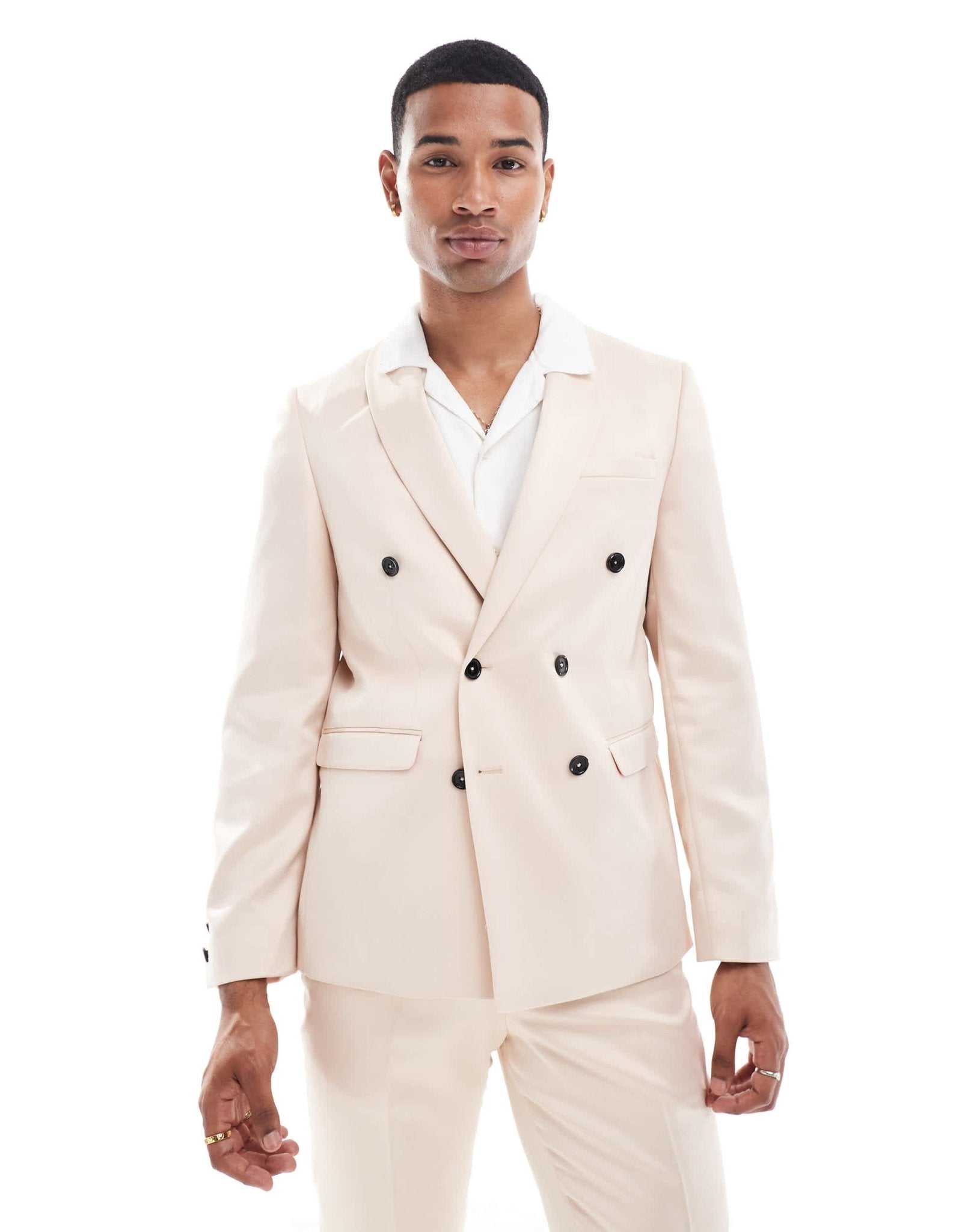 Twisted Tailor double breasted skinny suit jacket in champagne - ASOS Sample Sale EU Store