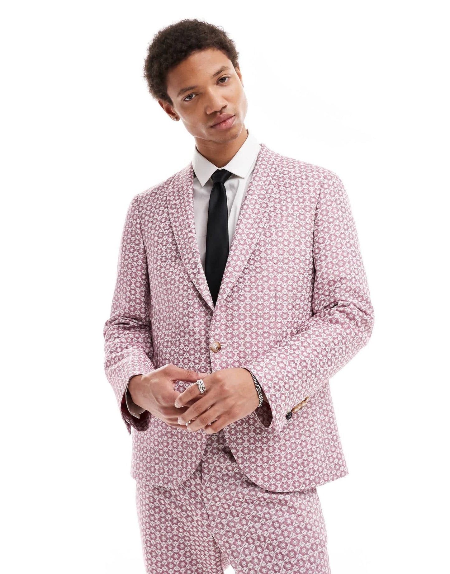 Twisted Tailor floral jacquard slim suit jacket in mauve - ASOS Sample Sale EU Store