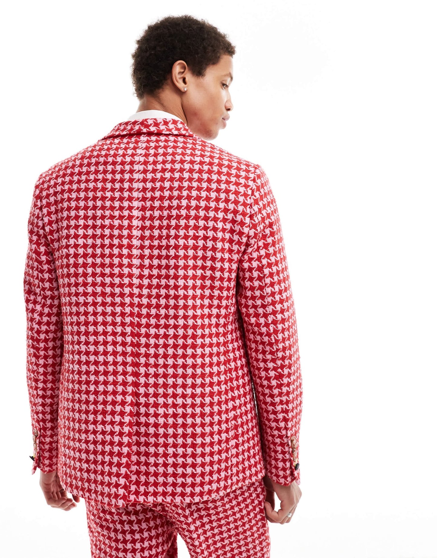 Twisted Tailor houndstooth slim suit jacket in red and pink - ASOS Sample Sale EU Store