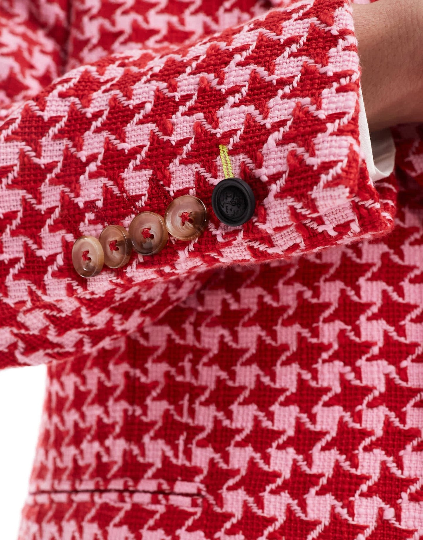 Twisted Tailor houndstooth slim suit jacket in red and pink - ASOS Sample Sale EU Store