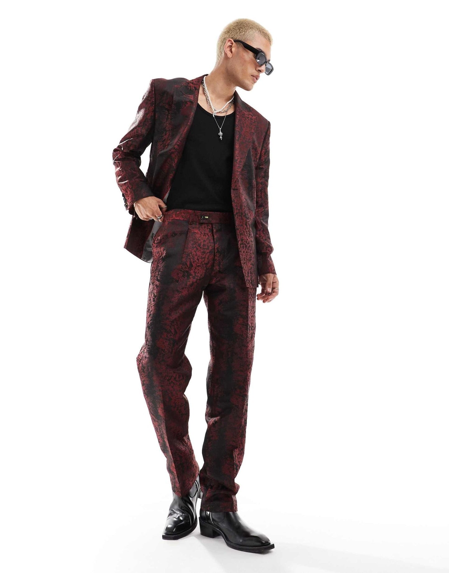 Twisted Tailor oversized suit jacket in red & black print co - ord - ASOS Sample Sale EU Store