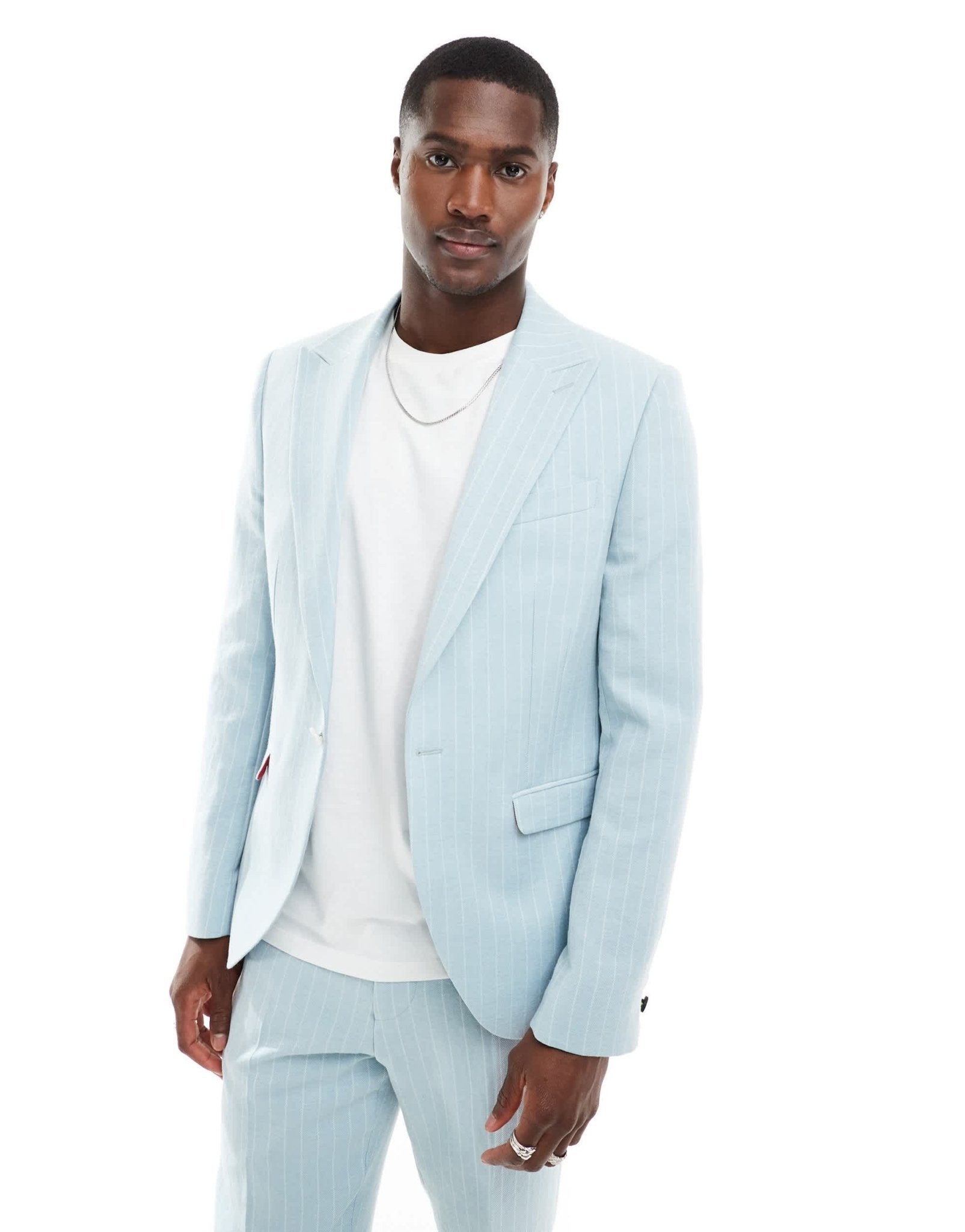 Twisted Tailor slim suit jacket in baby blue pinstripe - ASOS Sample Sale EU Store