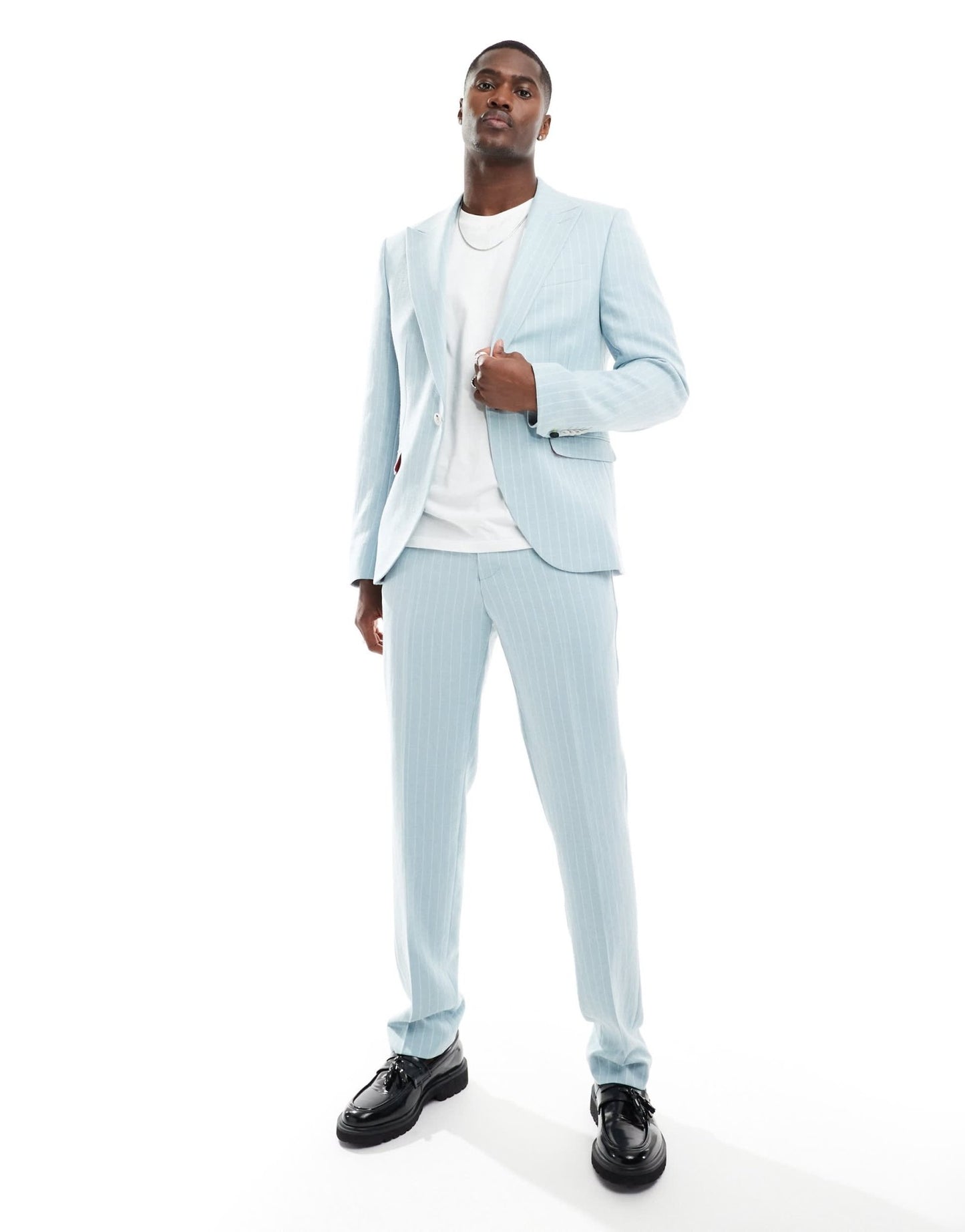 Twisted Tailor slim suit jacket in baby blue pinstripe - ASOS Sample Sale EU Store