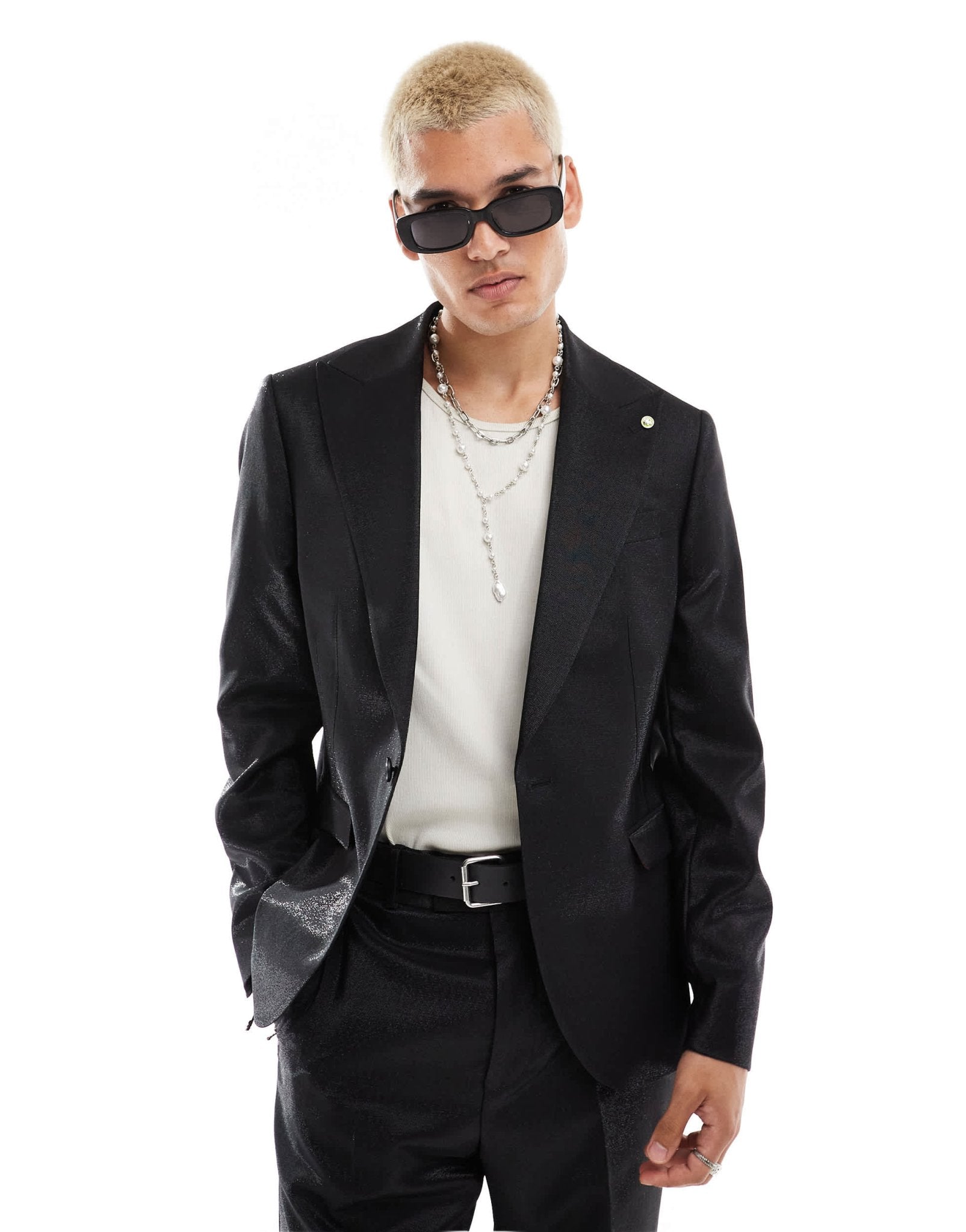 Twisted Tailor slim suit jacket in black glitter co - ord . - ASOS Sample Sale EU Store