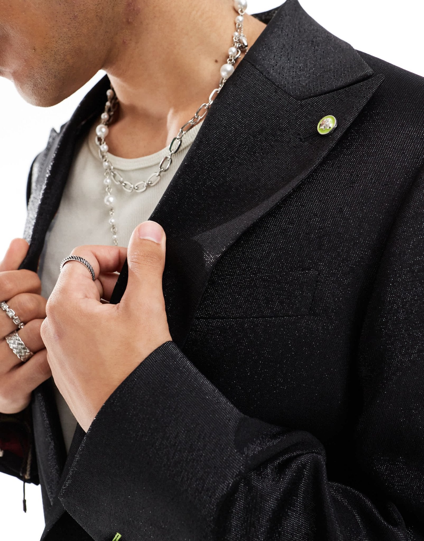 Twisted Tailor slim suit jacket in black glitter co - ord . - ASOS Sample Sale EU Store