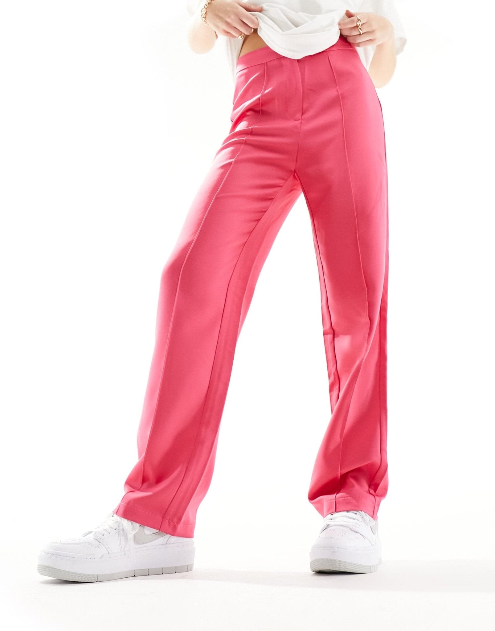 Urban Threads tailored high waisted straight leg trousers in hot pink - ASOS Sample Sale EU Store