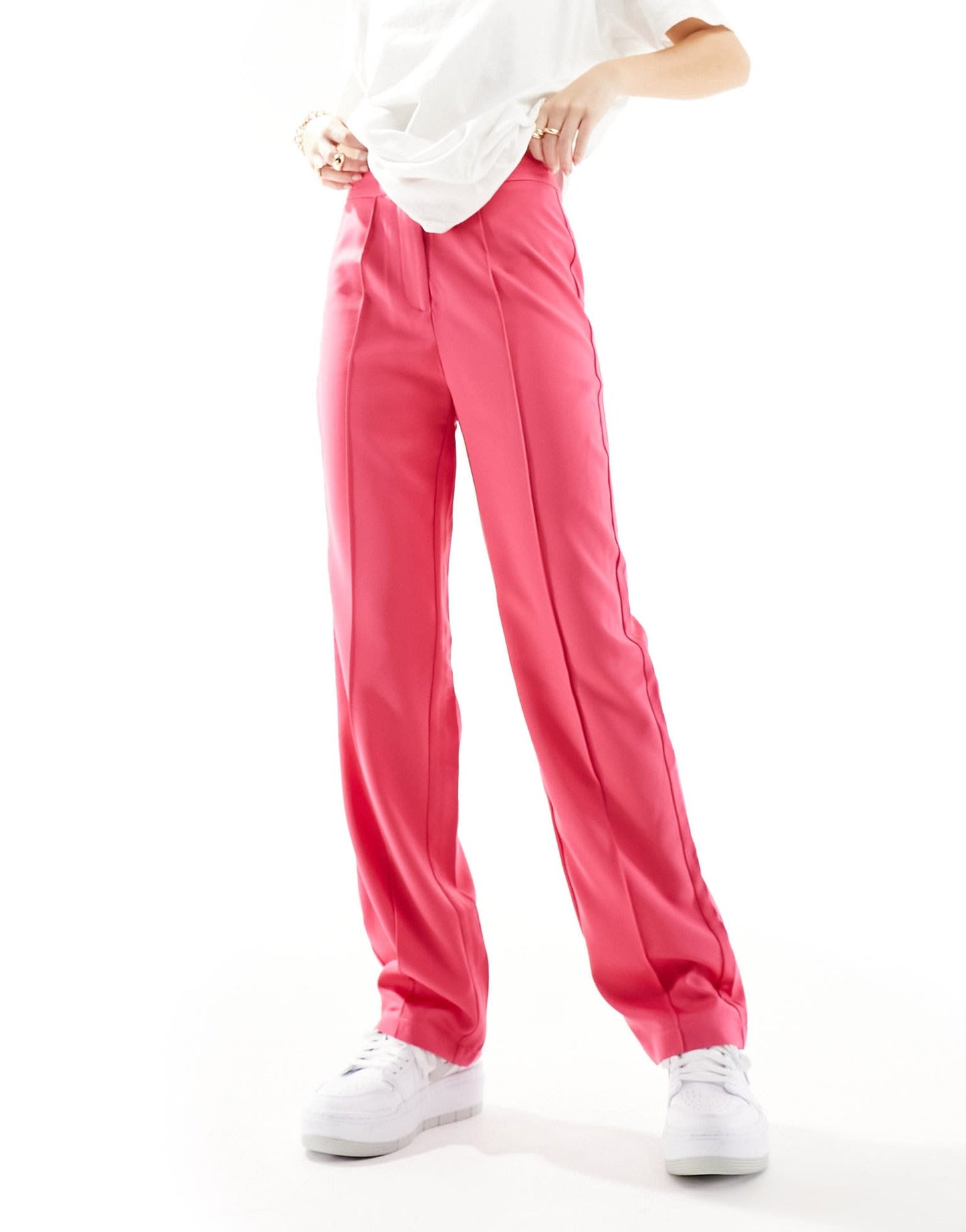 Urban Threads tailored high waisted straight leg trousers in hot pink - ASOS Sample Sale EU Store