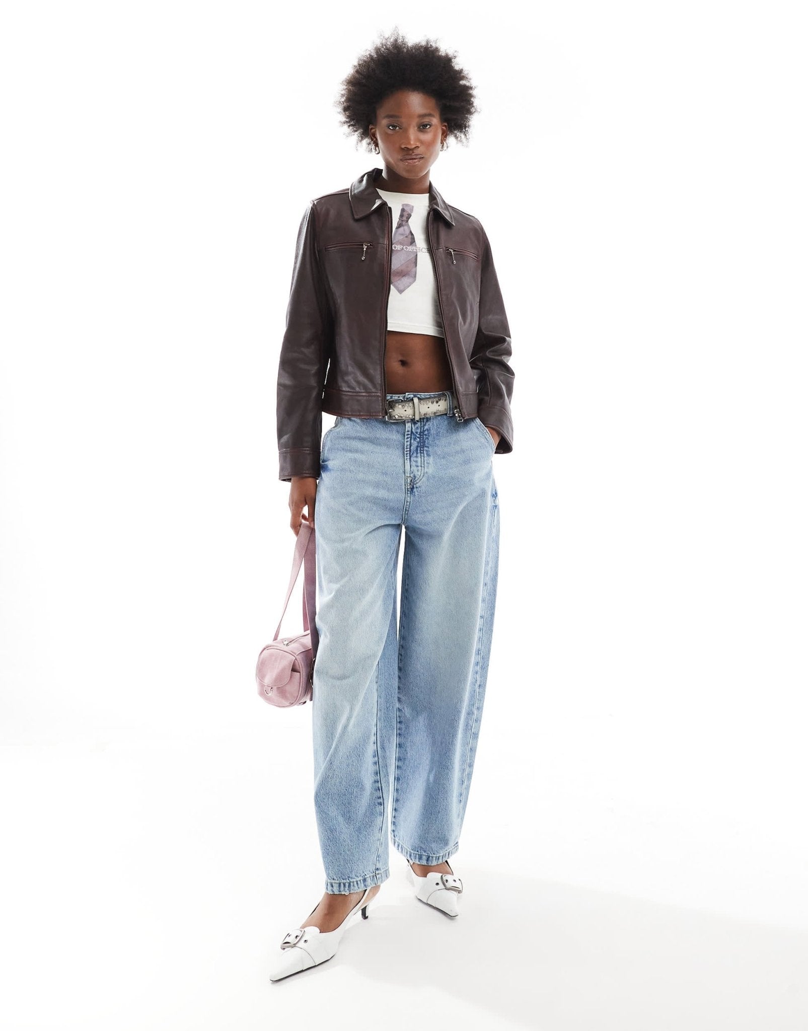 Urbancode wash effect leather fitted jacket in burgundy - ASOS Sample Sale EU Store
