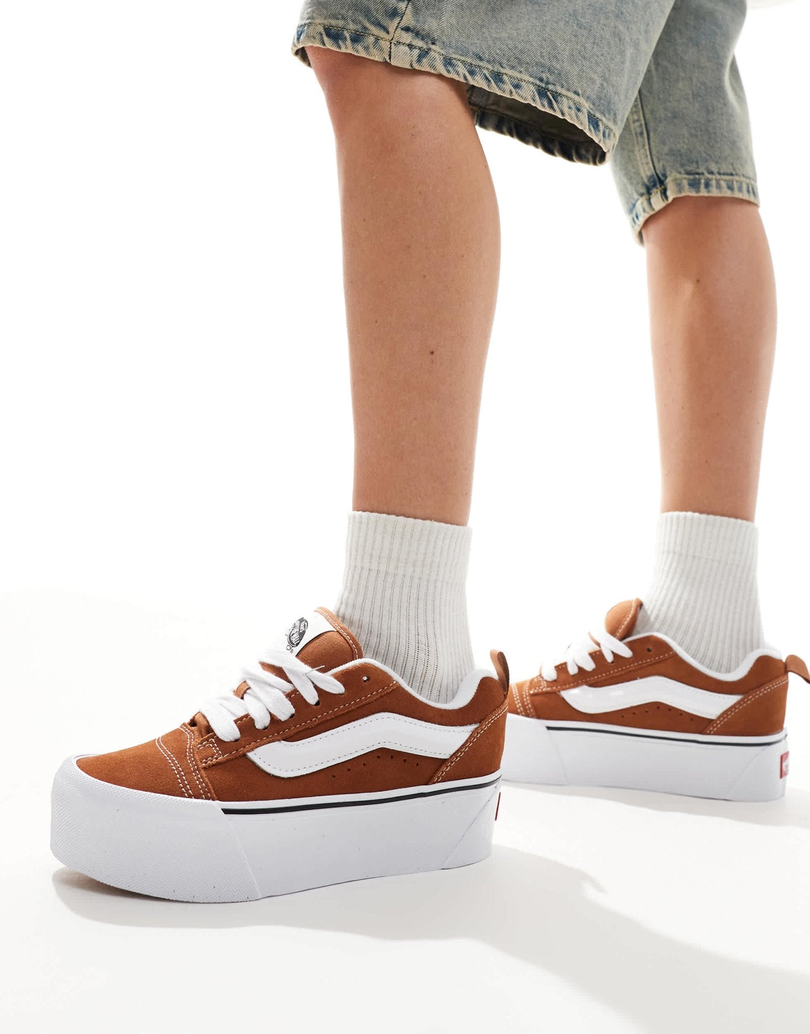 Vans knu stack chunky platform trainers in dark orange and white - ASOS Sample Sale EU Store