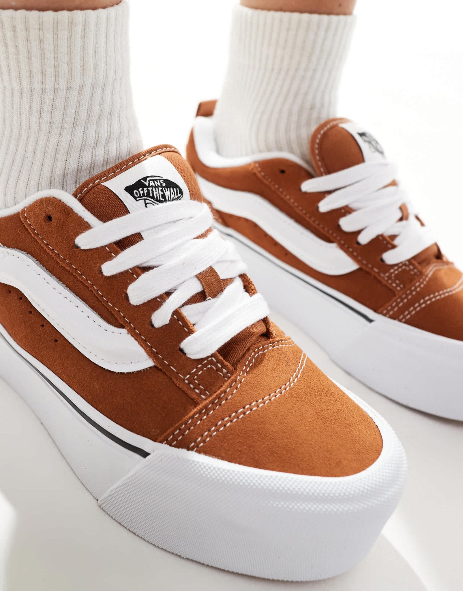 Vans knu stack chunky platform trainers in dark orange and white - ASOS Sample Sale EU Store