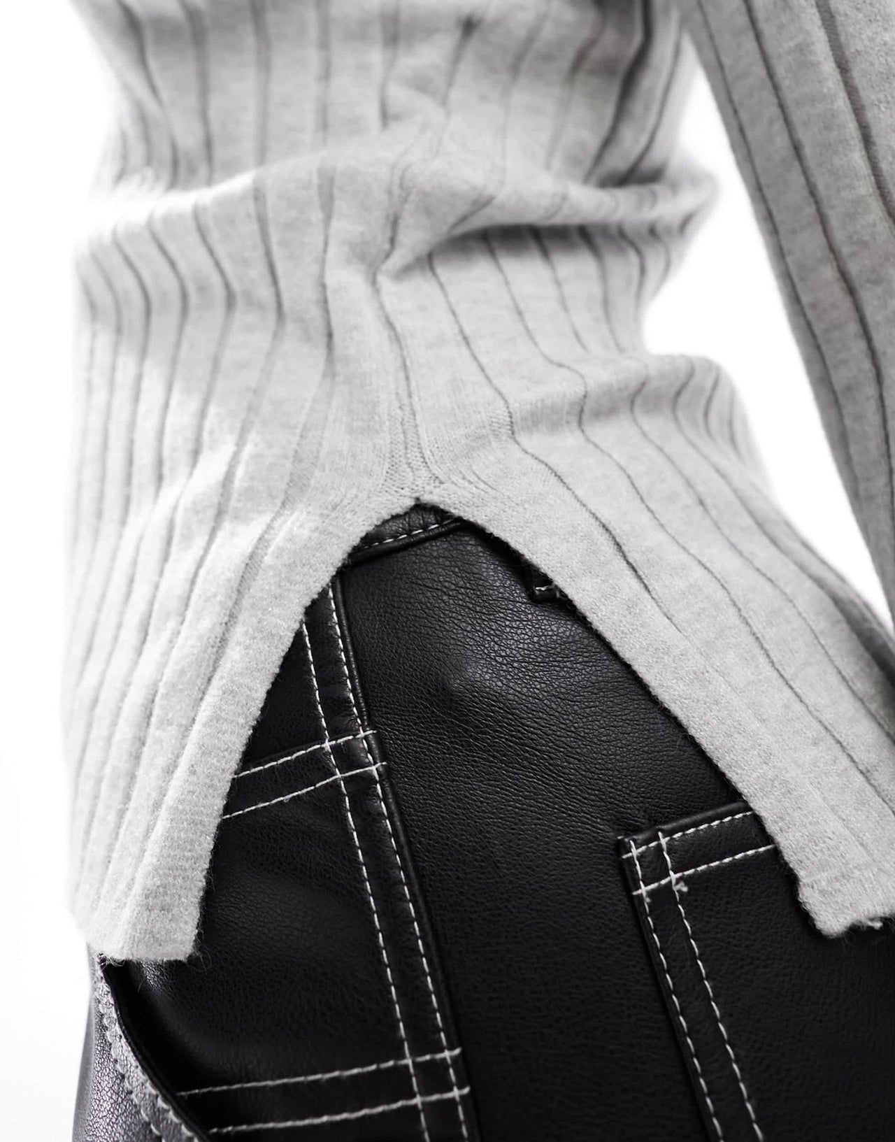 Vero Moda Aware high neck lightweight knitted top with ribbing in grey - ASOS Sample Sale EU Store