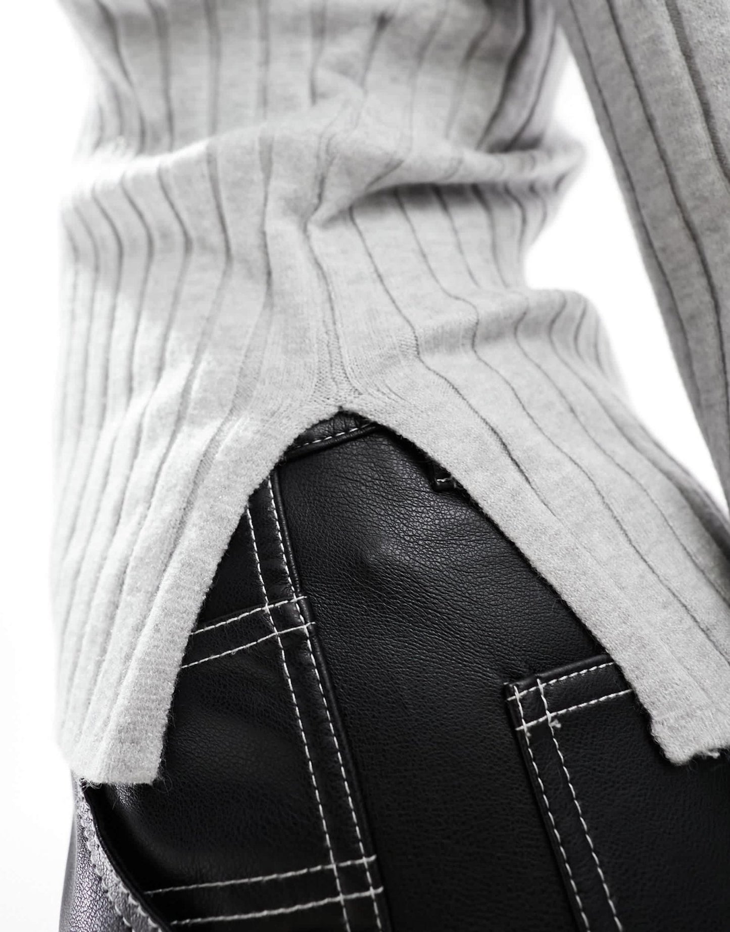 Vero Moda Aware high neck lightweight knitted top with ribbing in grey - ASOS Sample Sale EU Store