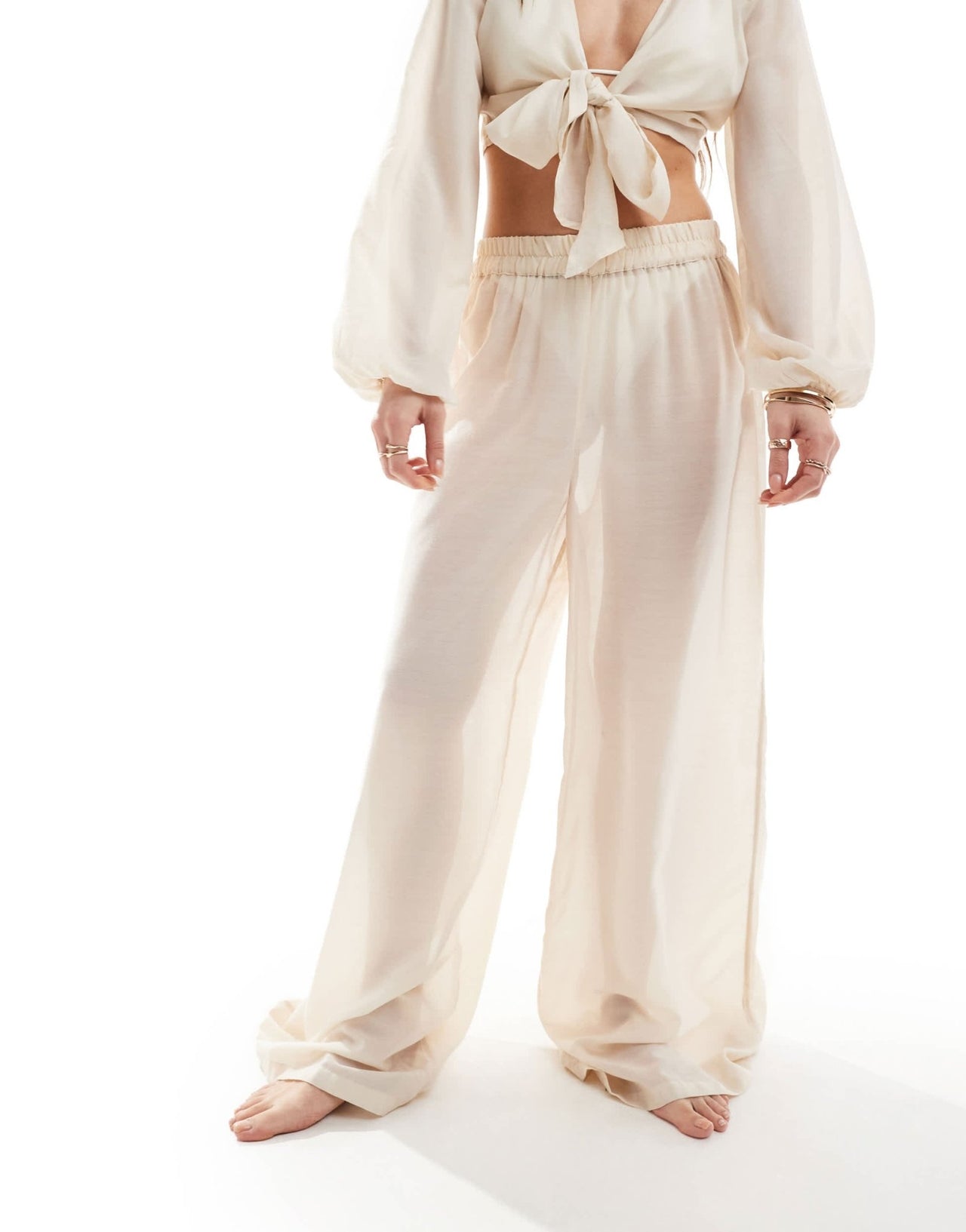 Vero Moda beach trouser co - ord in stone - ASOS Sample Sale EU Store