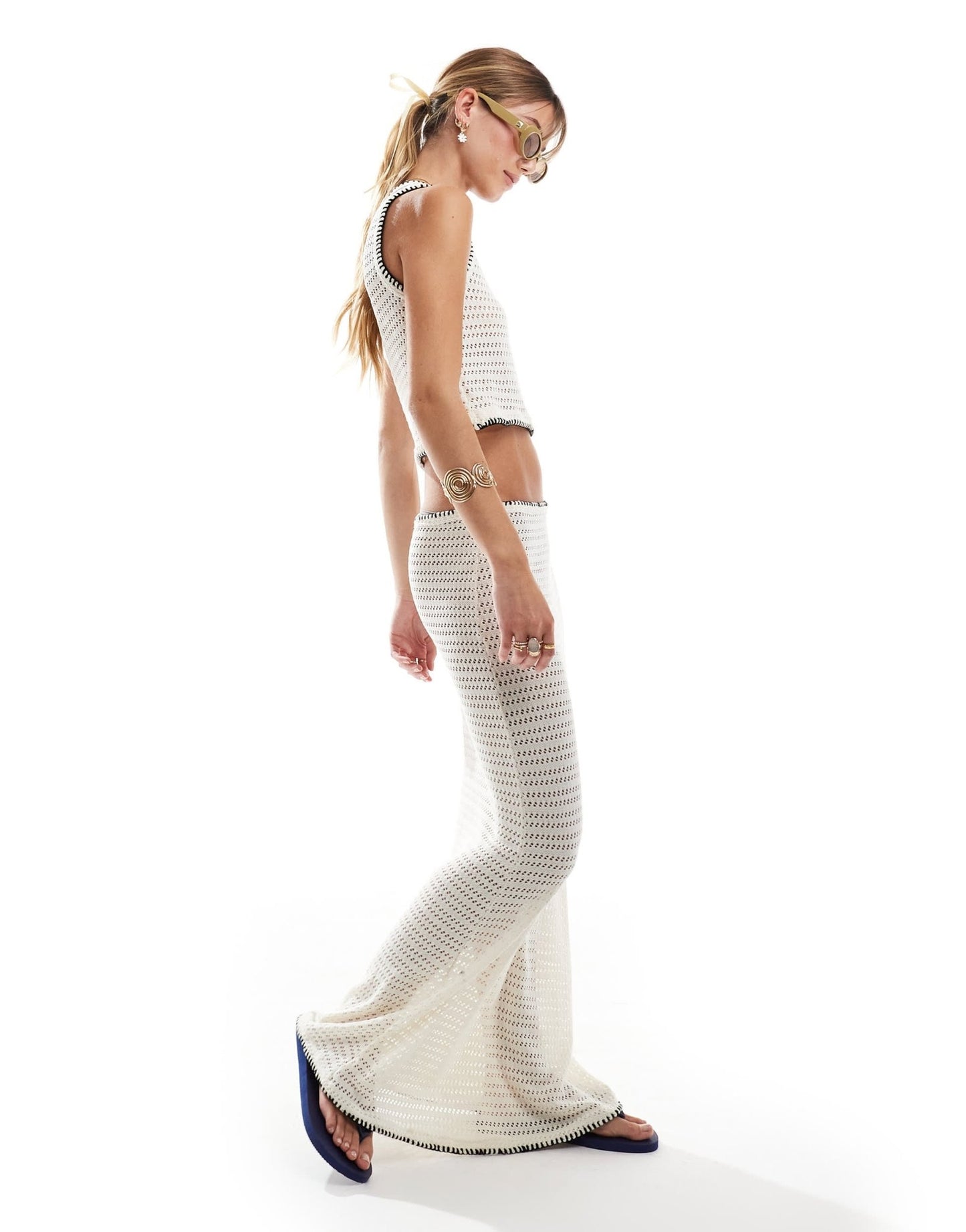 Vero Moda crochet maxi skirt co - ord with whipstitch detail in cream - ASOS Sample Sale EU Store