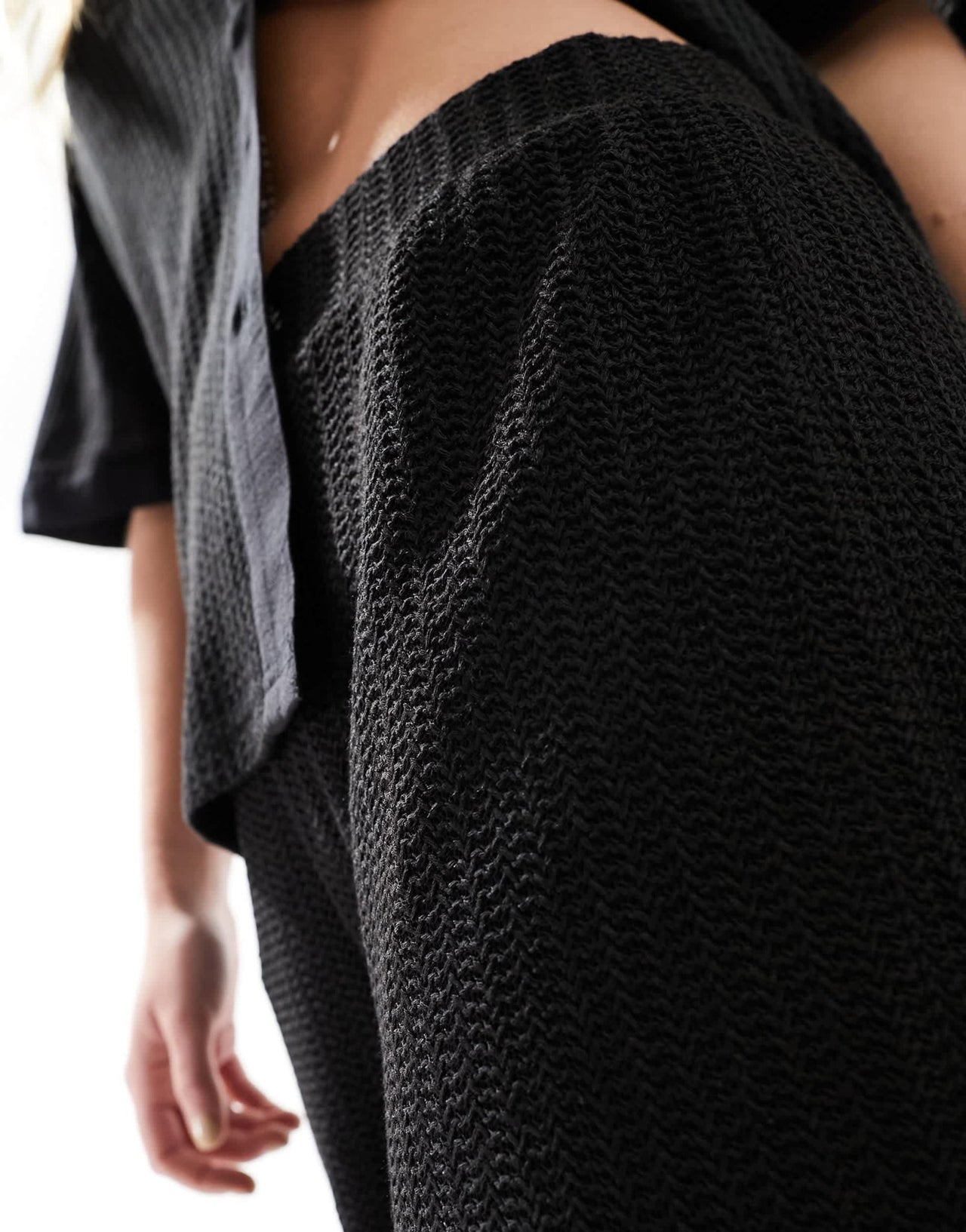 Vero Moda crochet wide leg trouser co - ord in black - ASOS Sample Sale EU Store
