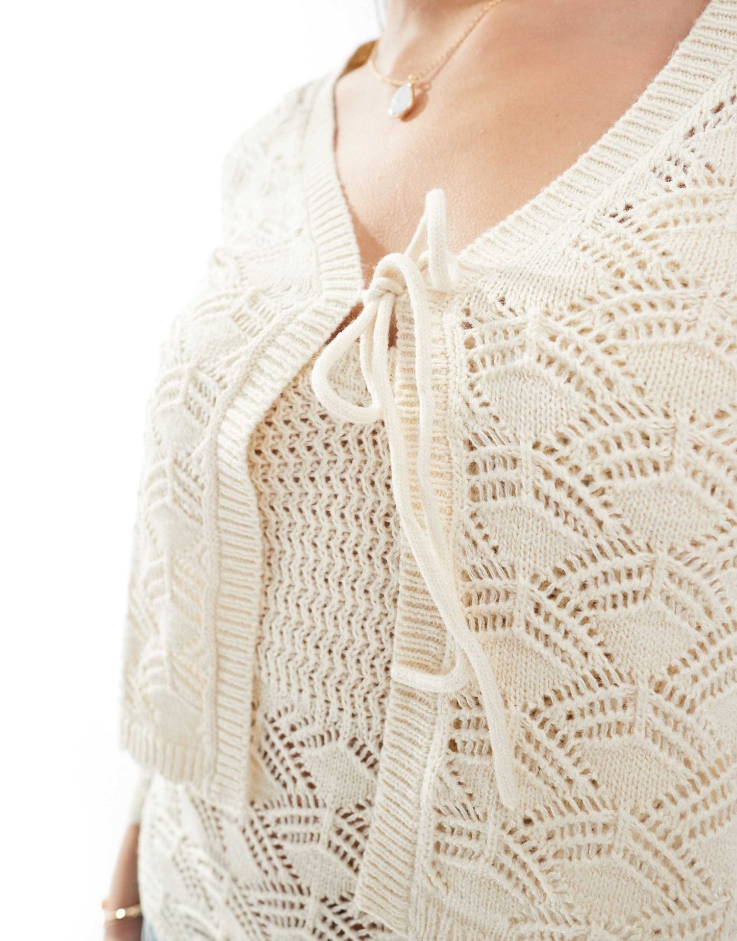 Vero Moda cropped crochet cardigan co - ord in cream - ASOS Sample Sale EU Store