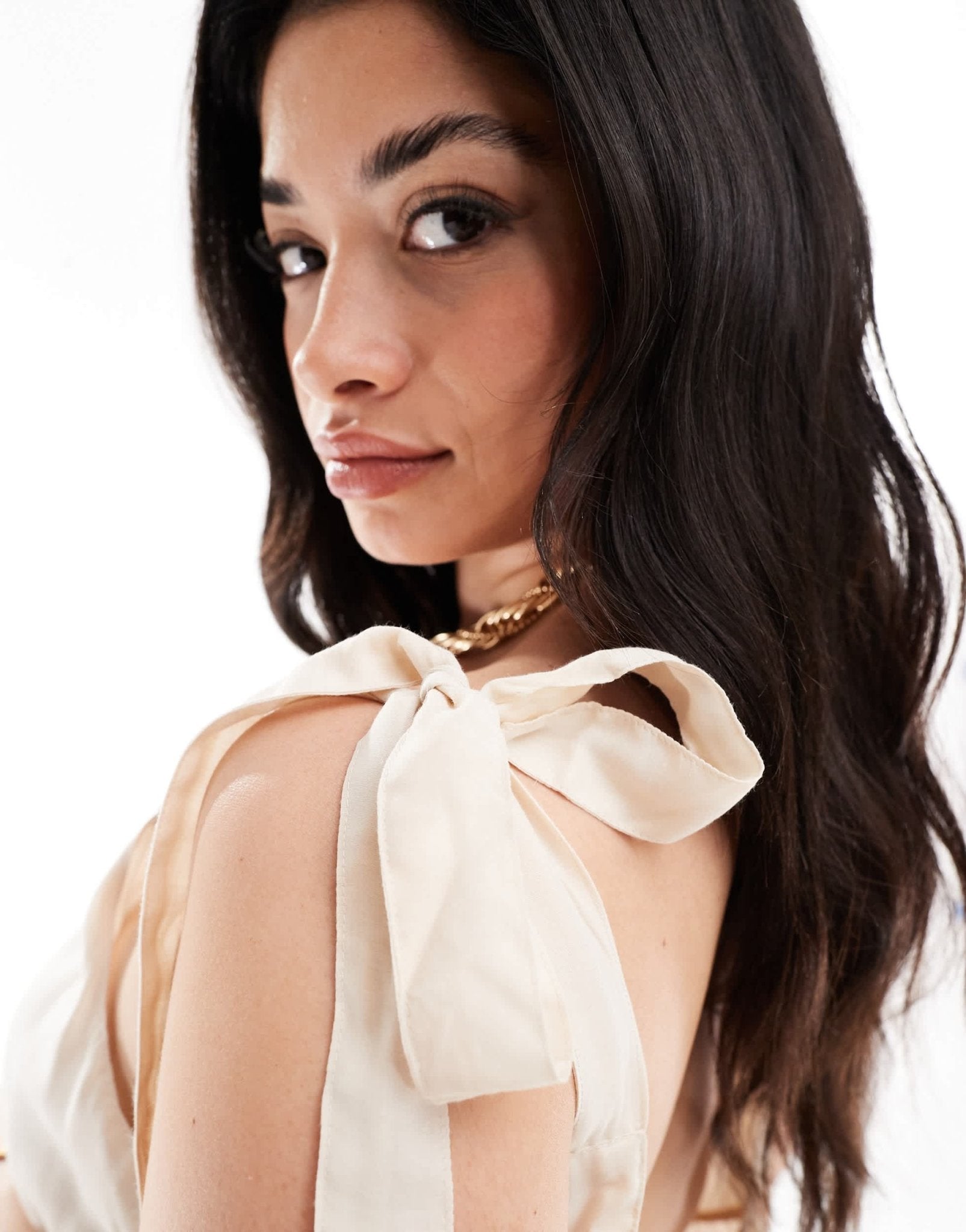 Vero Moda Curve tie shoulder tiered beach mini dress in cream - ASOS Sample Sale EU Store