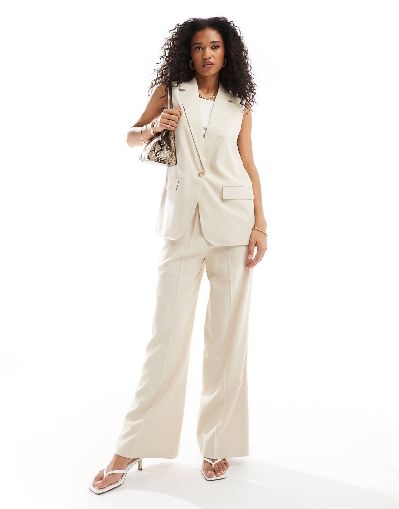 Vero Moda elasticated waist wide leg trouser in co - ord cream - ASOS Sample Sale EU Store