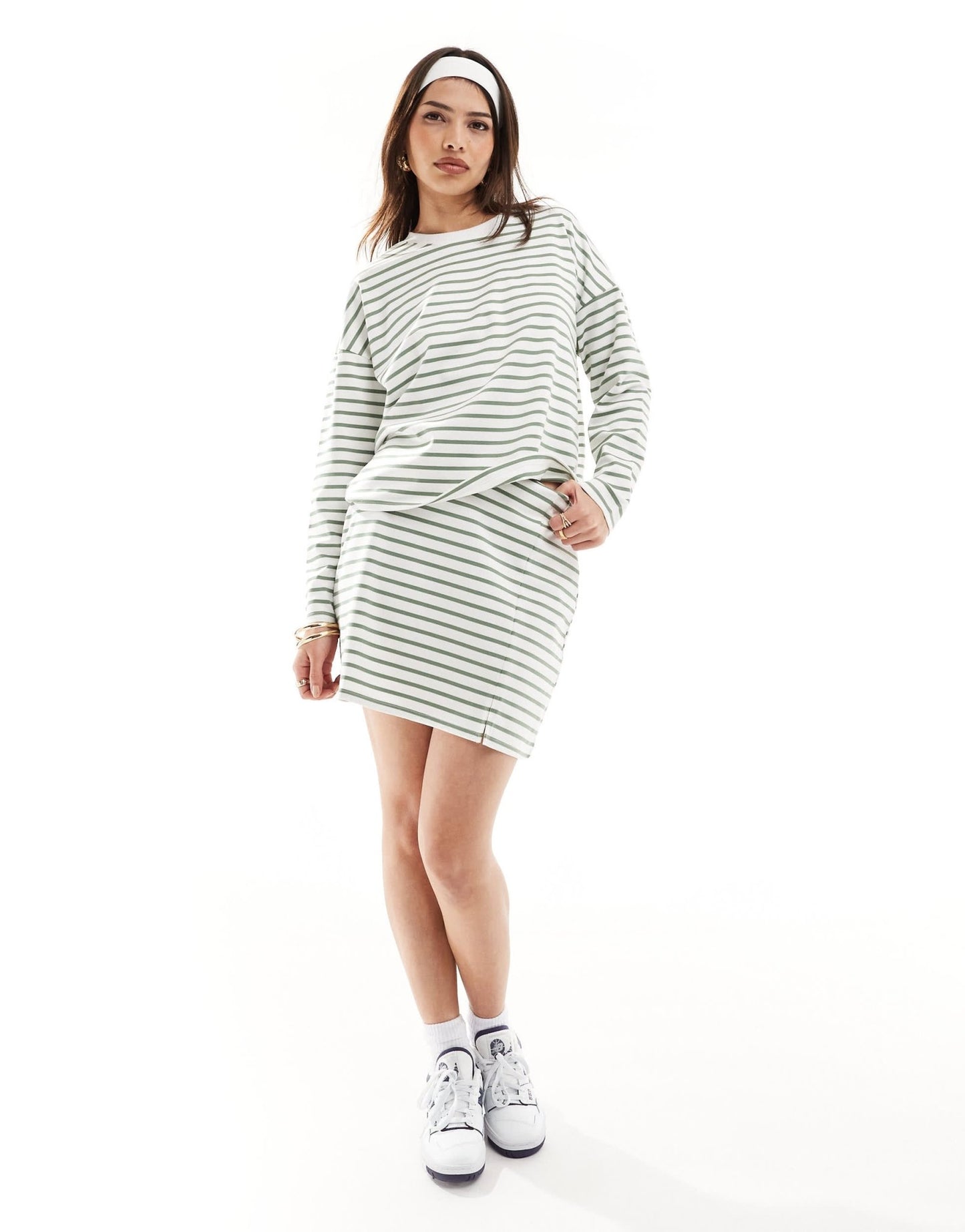 Vero Moda jersey mini skirt co - ord in green stripe - ASOS Sample Sale EU Store