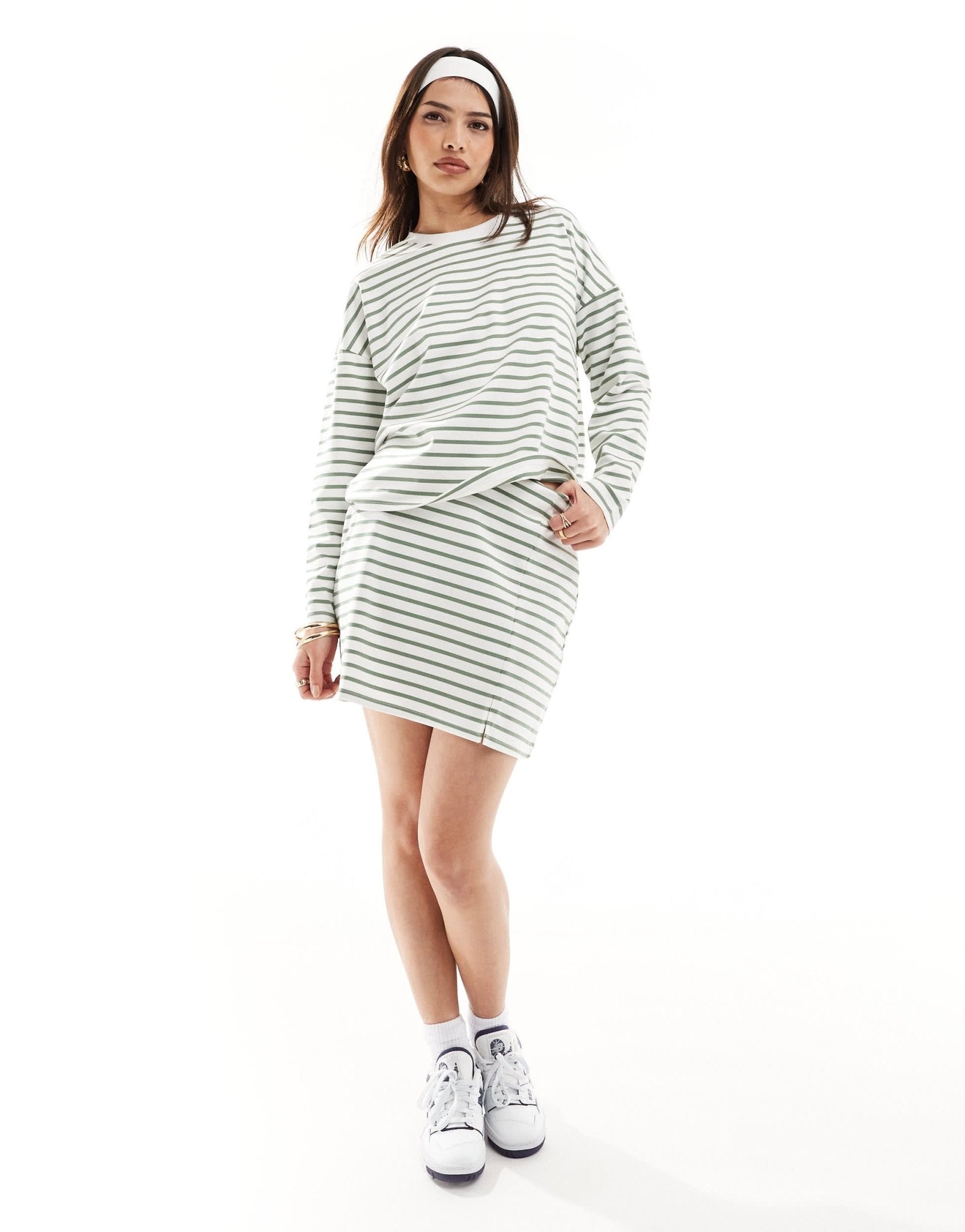 Vero Moda jersey mini skirt co - ord in green stripe - ASOS Sample Sale EU Store