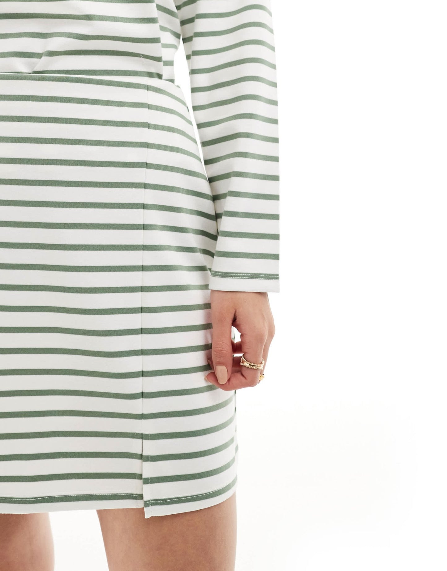 Vero Moda jersey mini skirt co - ord in green stripe - ASOS Sample Sale EU Store