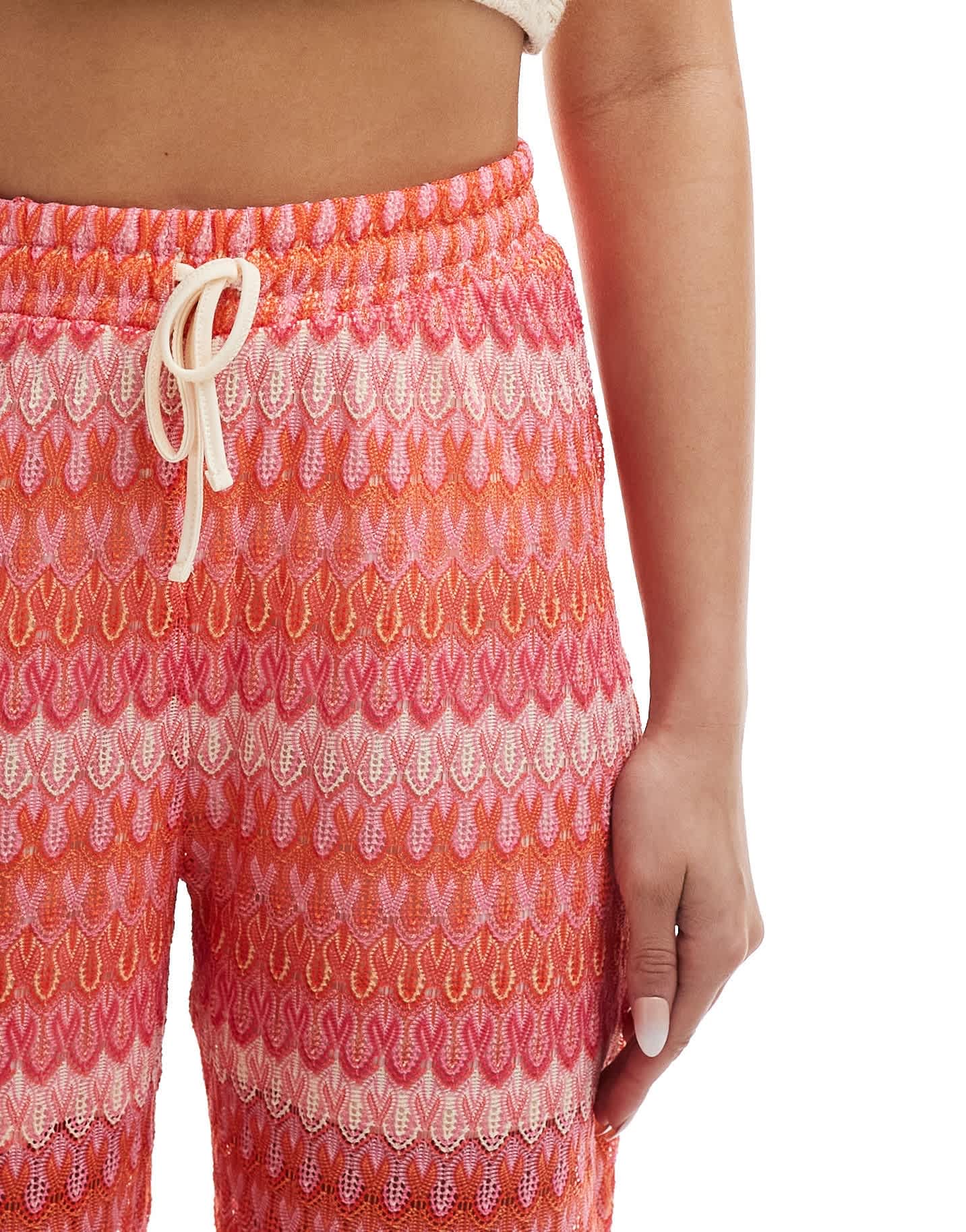 Vero Moda lace beach trouser in pink chevron print - ASOS Sample Sale EU Store