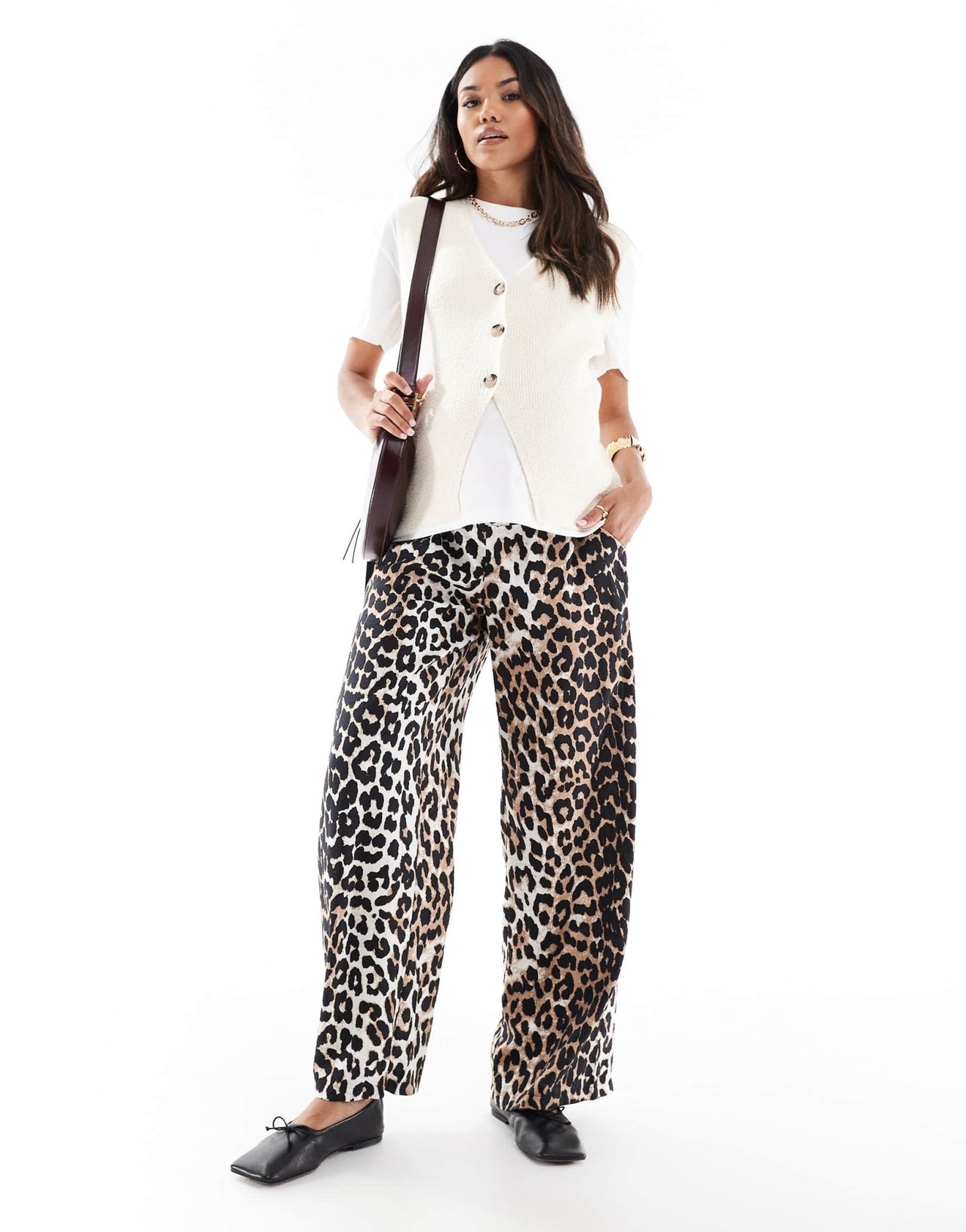 Vero Moda Maternity wide leg pull on trousers in leopard print - MULTI - ASOS Sample Sale EU Store