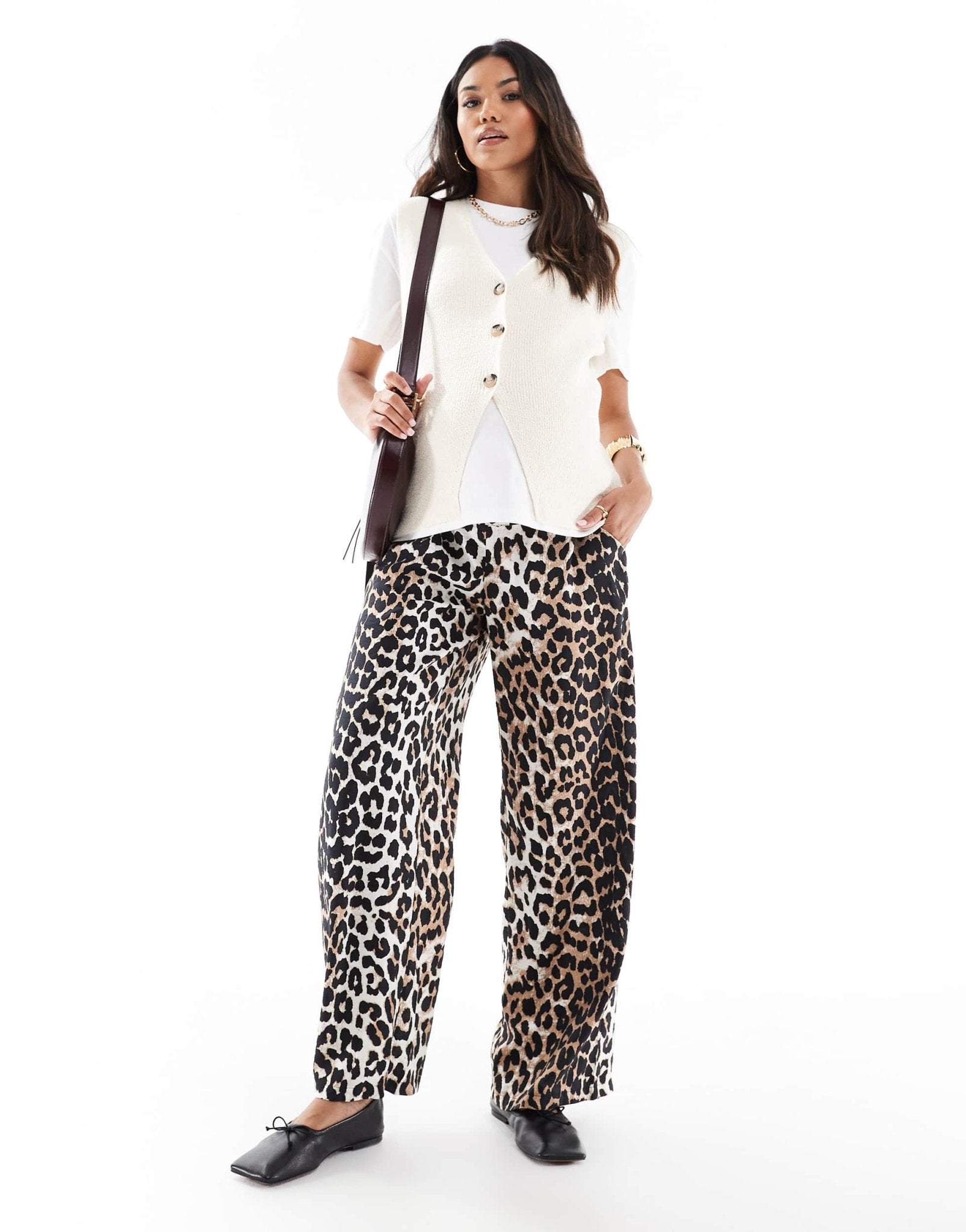 Vero Moda Maternity wide leg pull on trousers in leopard print - MULTI - ASOS Sample Sale EU Store