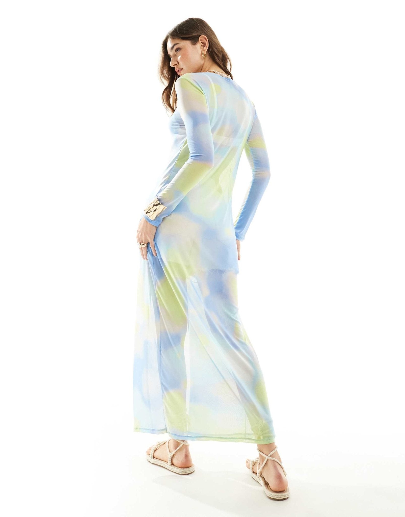 Vero Moda mesh maxi kimono in pastel ombre print - ASOS Sample Sale EU Store