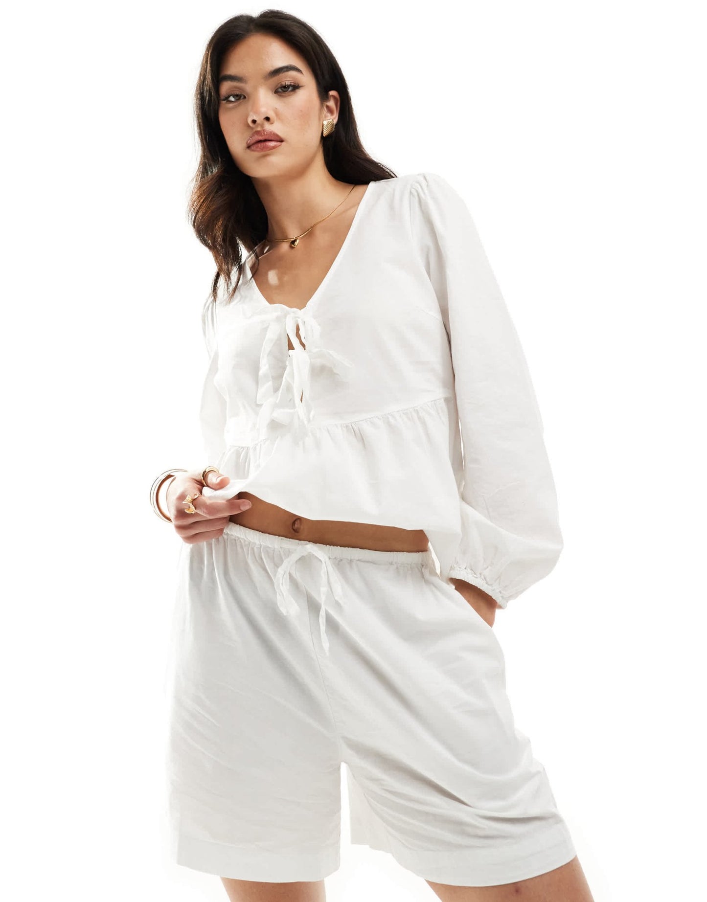 Vero Moda mix and match tie waist shorts in white - ASOS Sample Sale EU Store