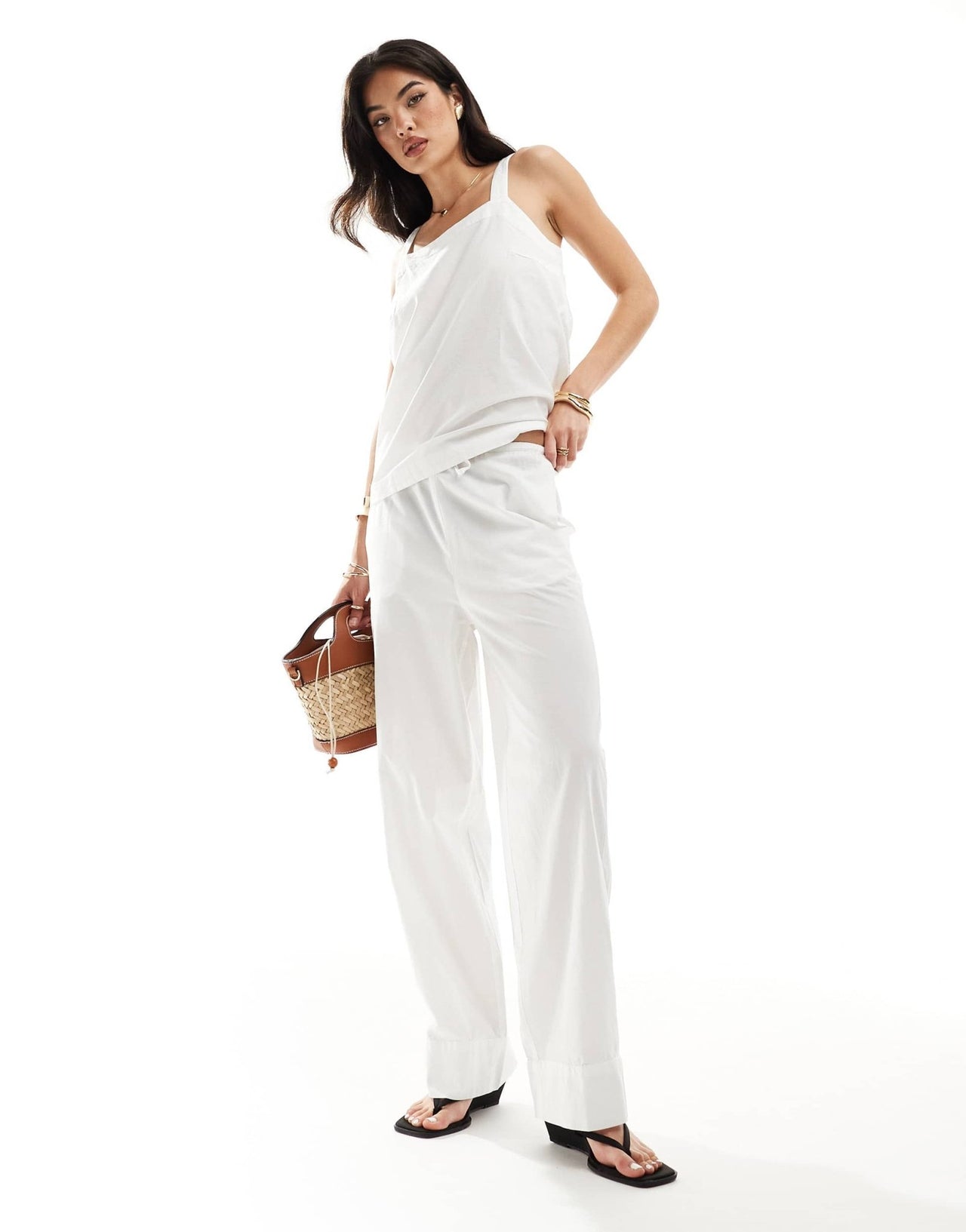 Vero Moda mix and match tie waist wide leg trouser in white - ASOS Sample Sale EU Store