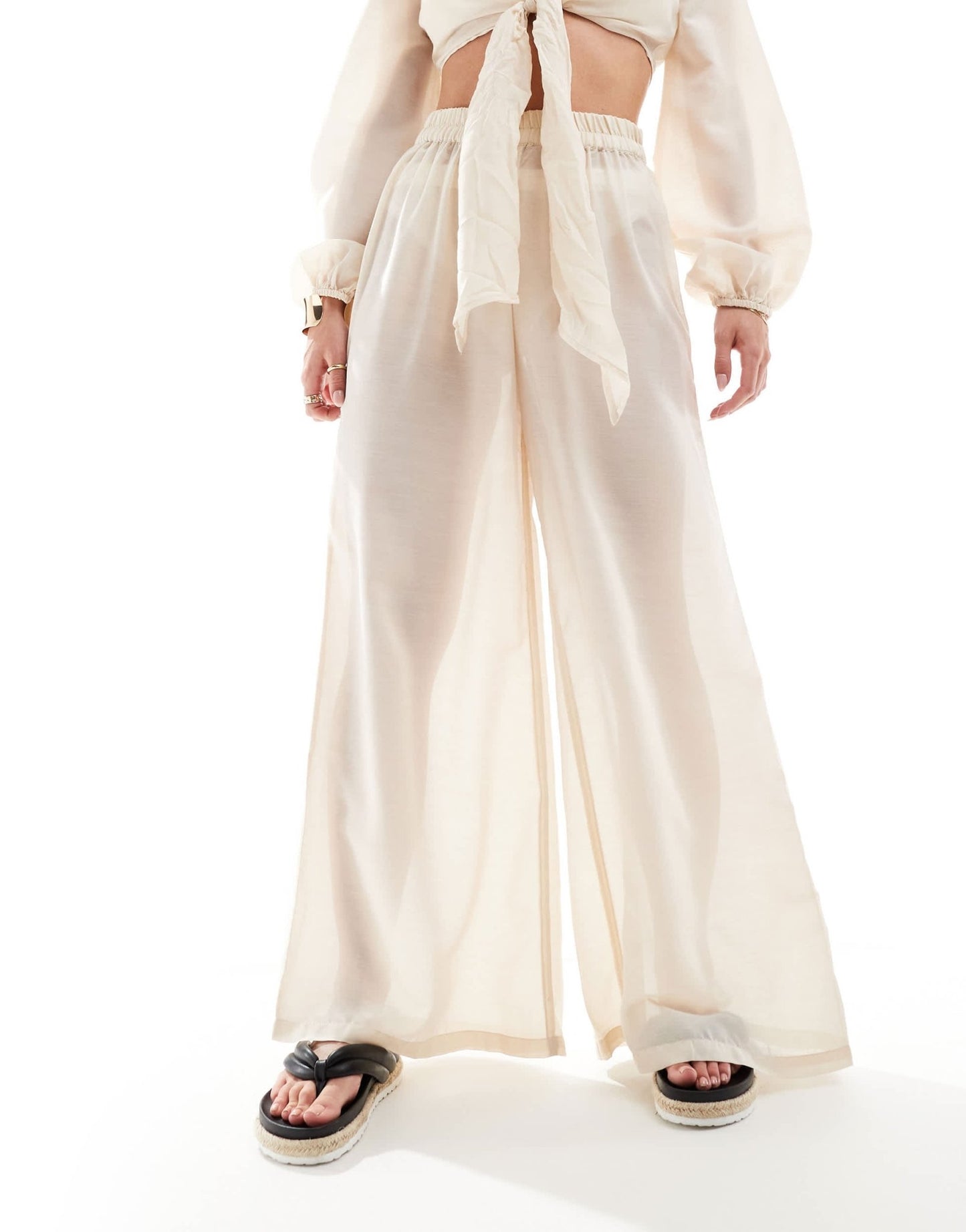 Vero Moda Petite beach trouser co - ord in stone - ASOS Sample Sale EU Store