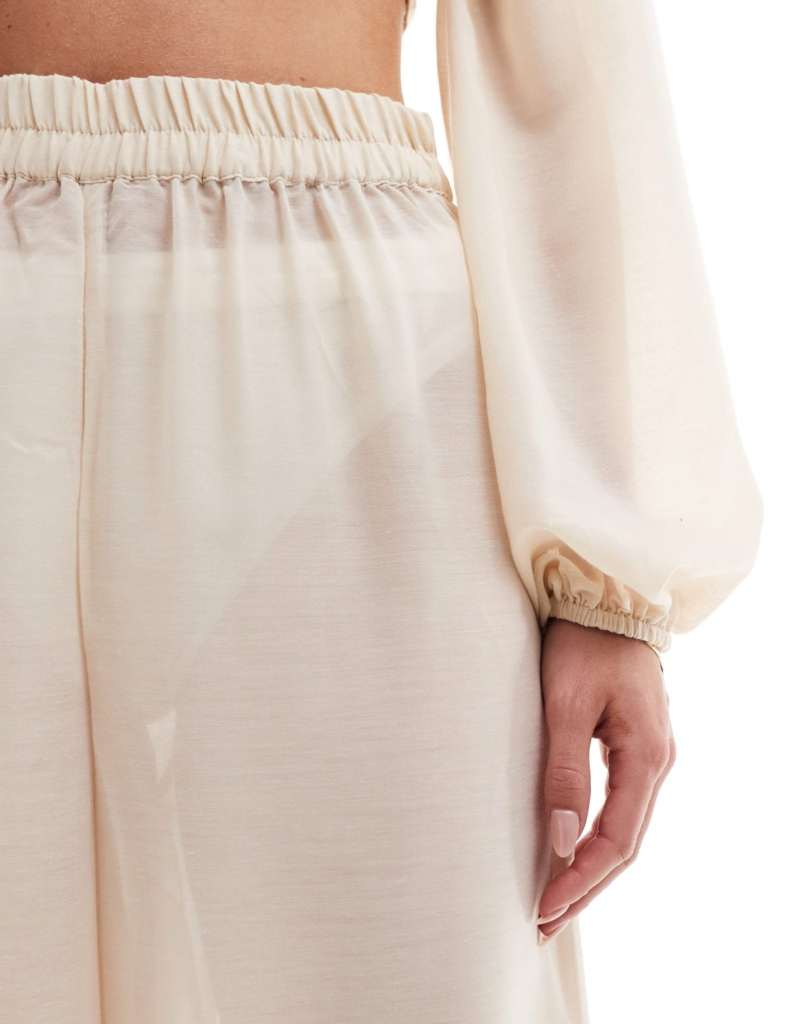Vero Moda Petite beach trouser co - ord in stone - ASOS Sample Sale EU Store