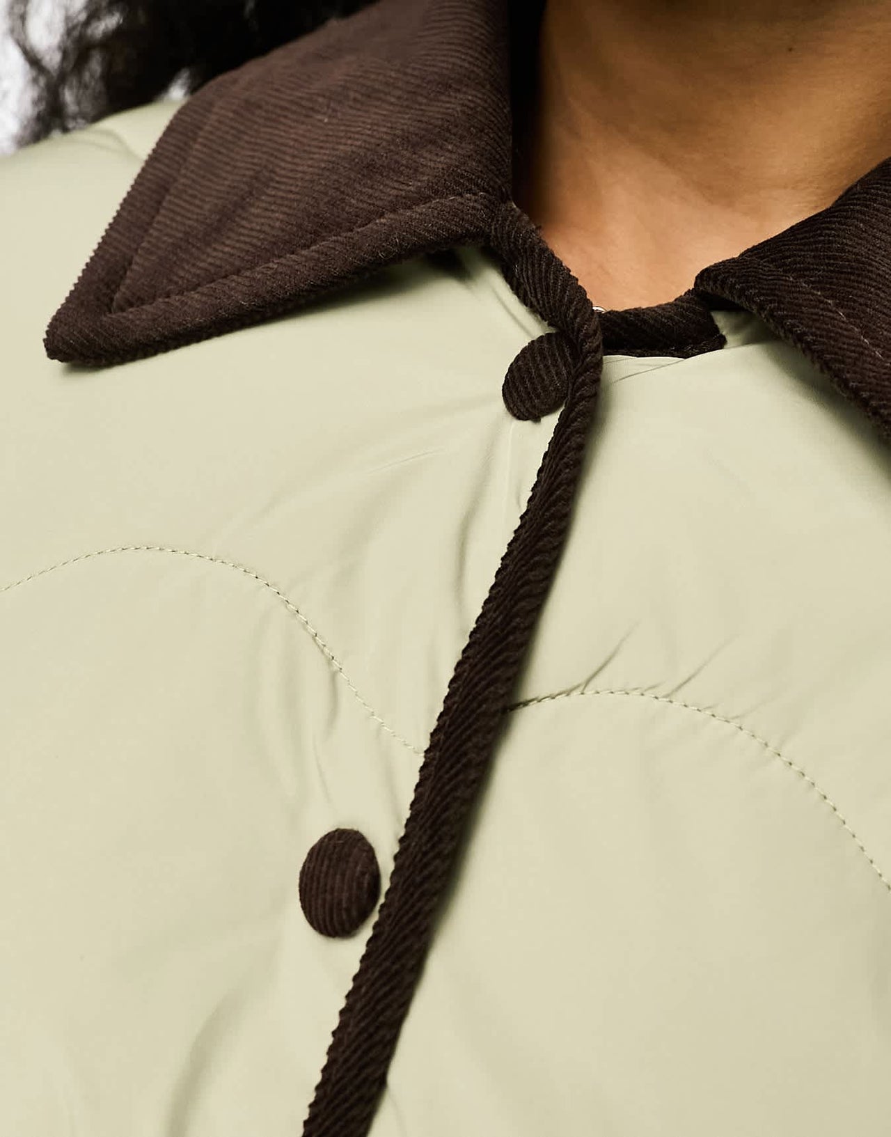 Vero Moda Petite quilted jacket with cord collar and detail in stone - ASOS Sample Sale EU Store