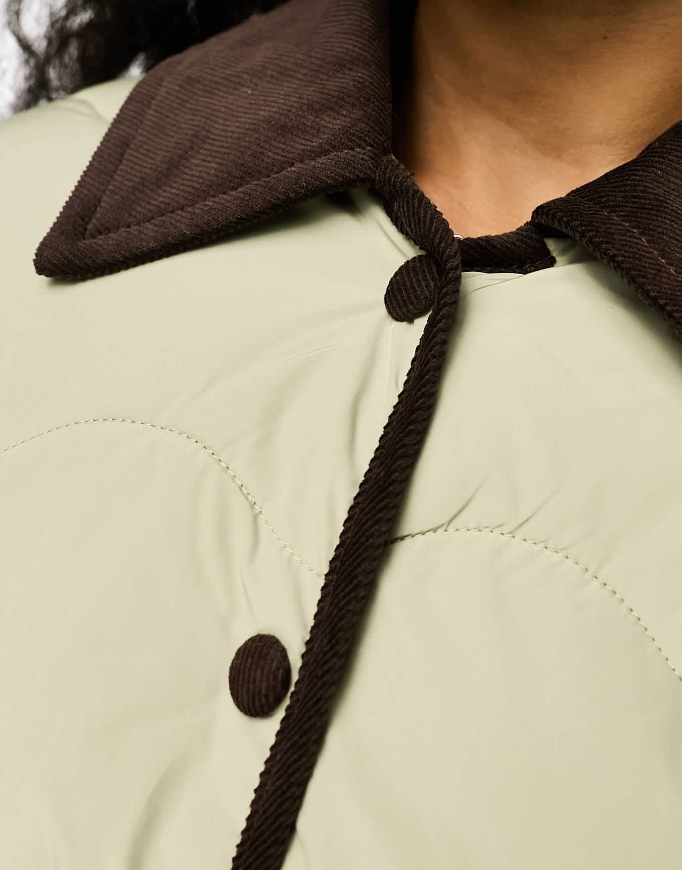 Vero Moda Petite quilted jacket with cord collar and detail in stone - ASOS Sample Sale EU Store